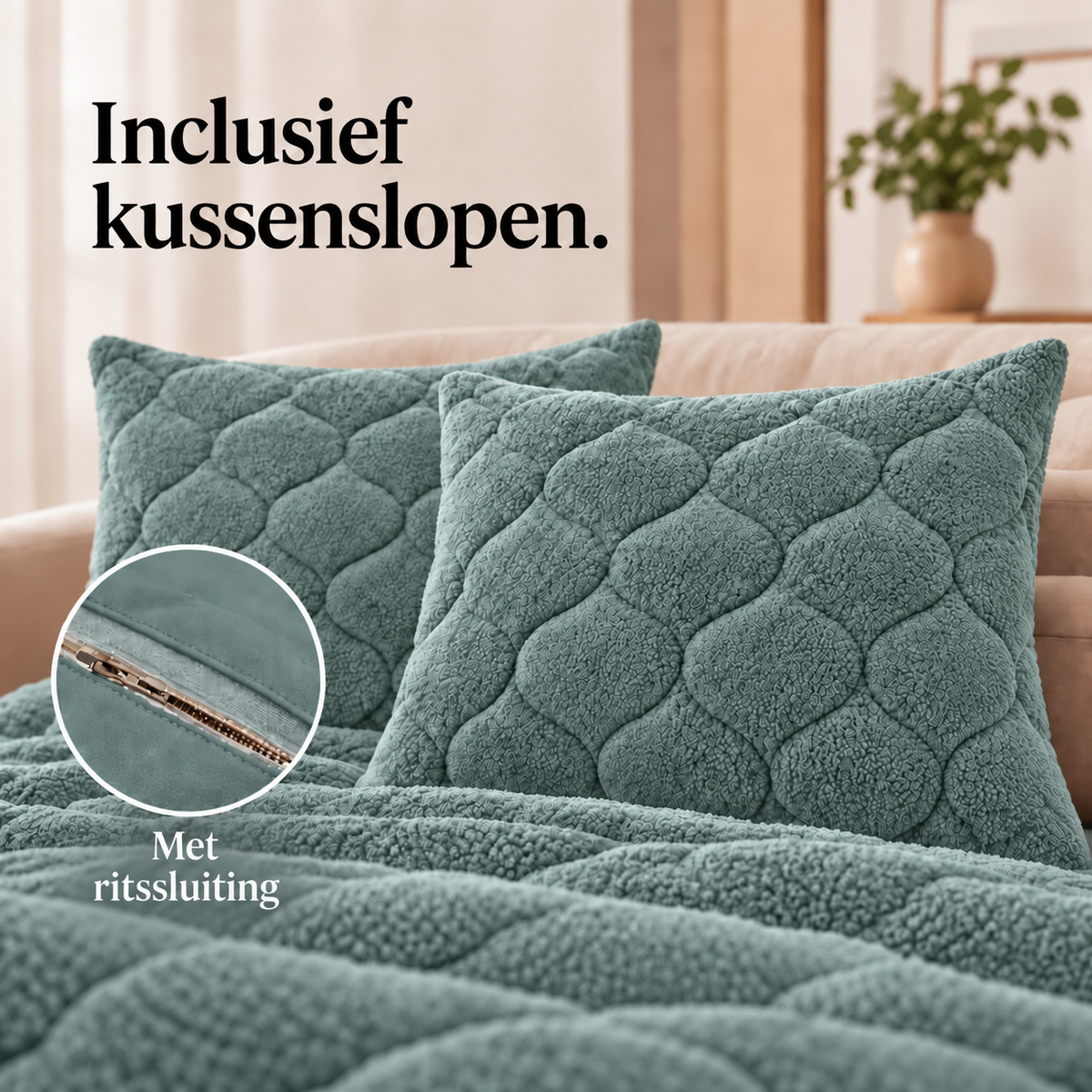 Dekbed en Overtrek in 1 – Zacht Teddy Dekbed – Groen – Sleeptime