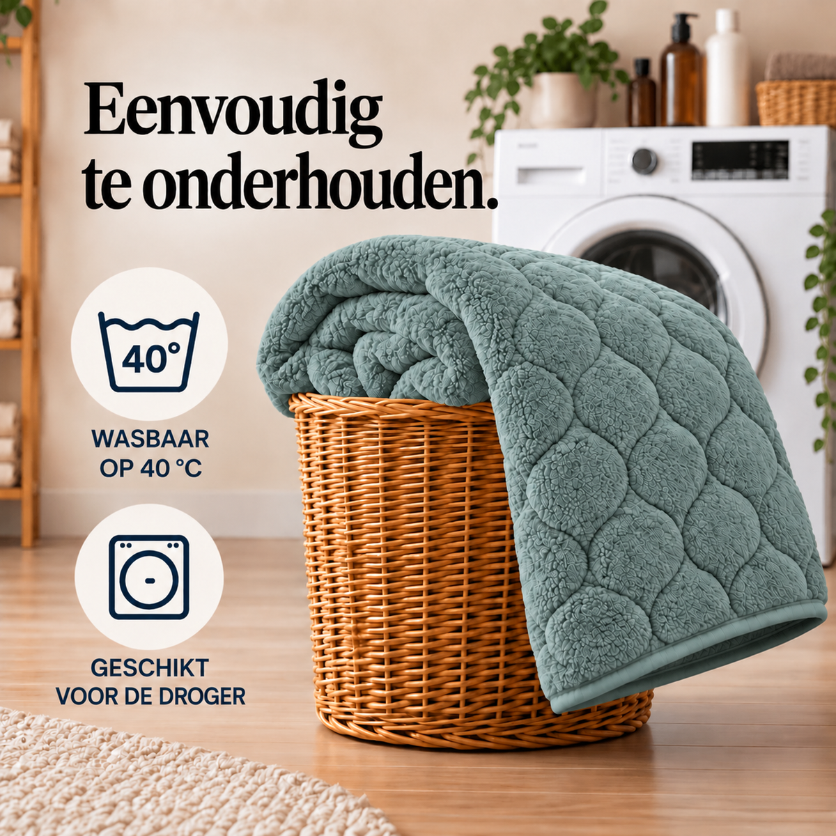 Dekbed en Overtrek in 1 – Zacht Teddy Dekbed – Groen – Sleeptime