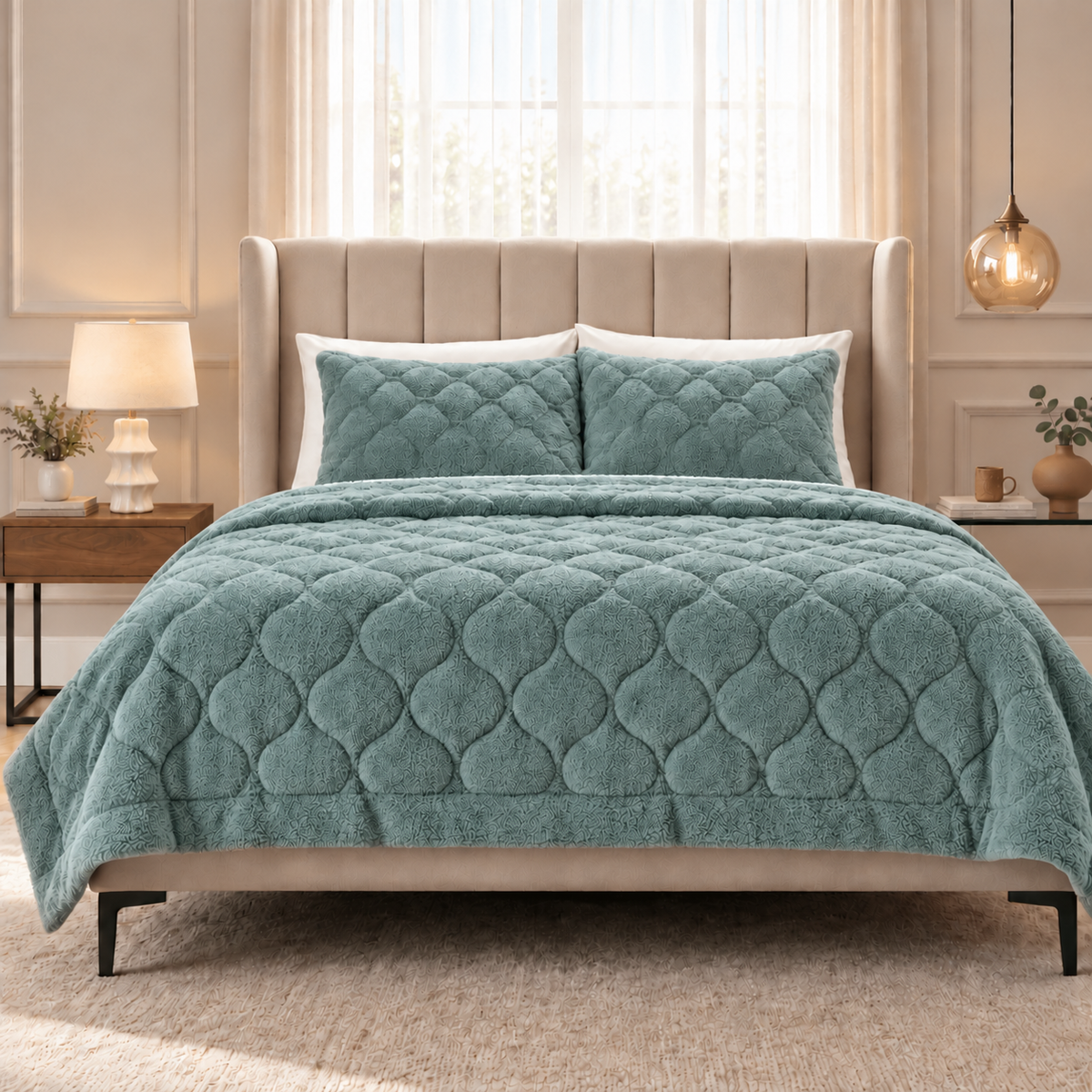 Dekbed en Overtrek in 1 – Zacht Teddy Dekbed – Groen – Sleeptime