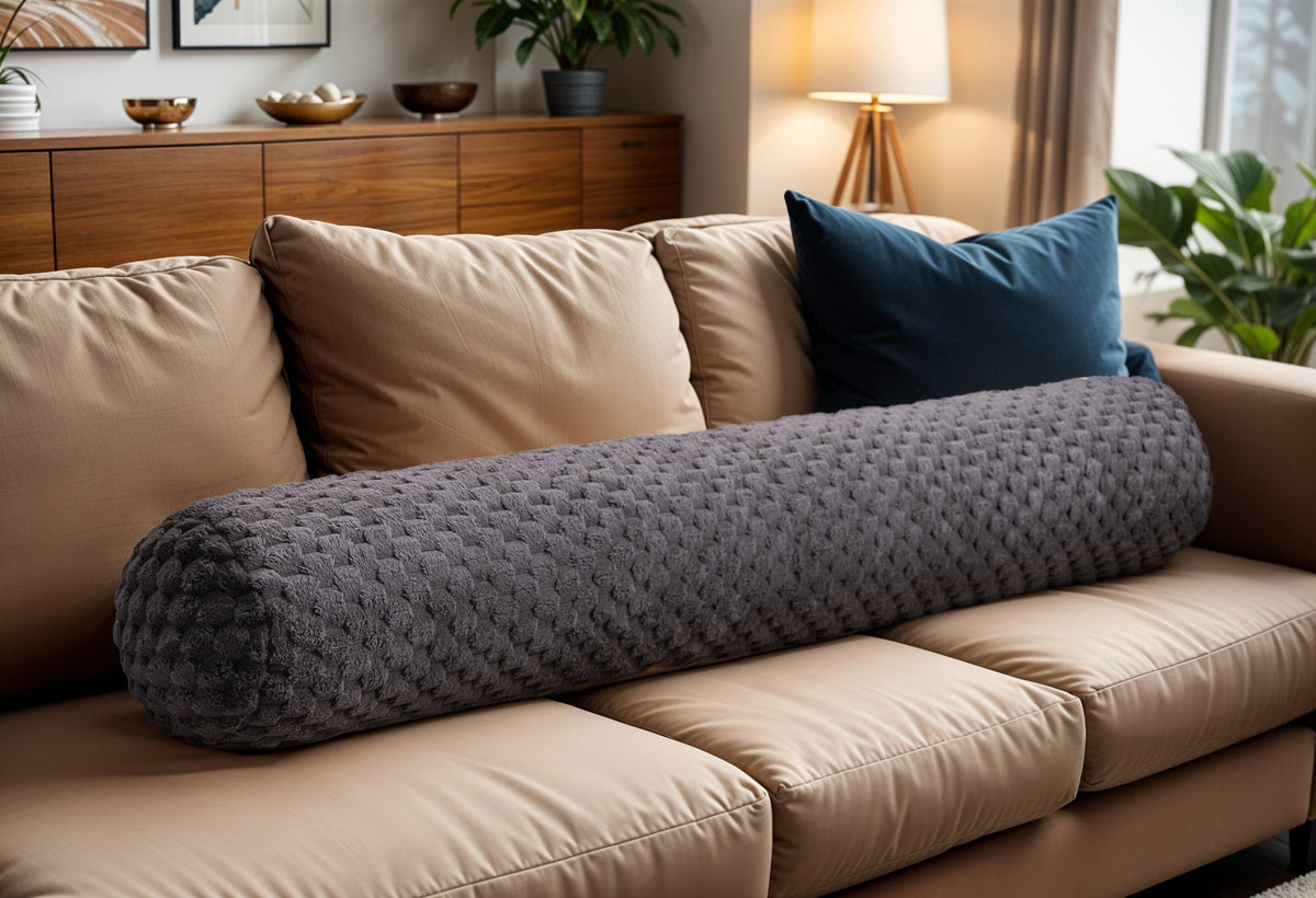 Lichaamskussen Antraciet 140 cm – Jacquard Flanel Bodypillow – Sleeptime - Dromen & Wonen
