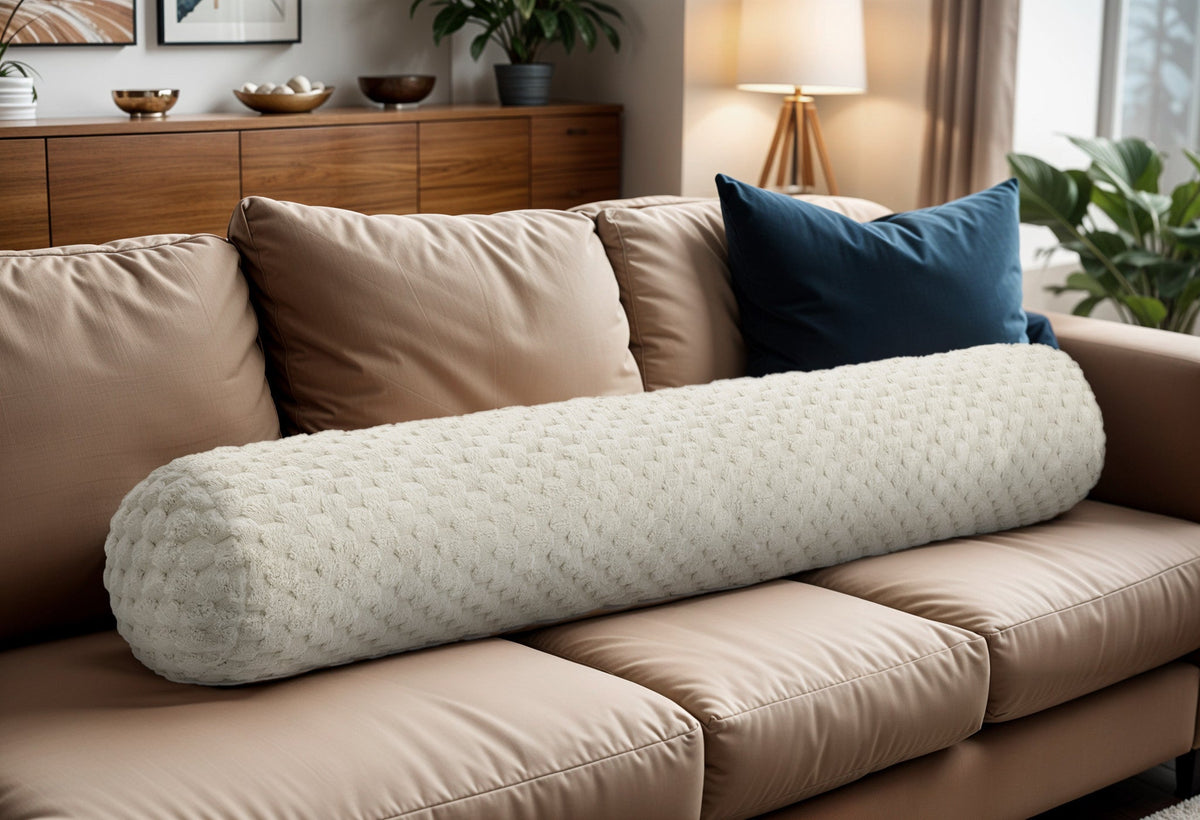 Lichaamskussen Creme 140 cm – Jacquard Flanel Bodypillow – Sleeptime - Dromen & Wonen