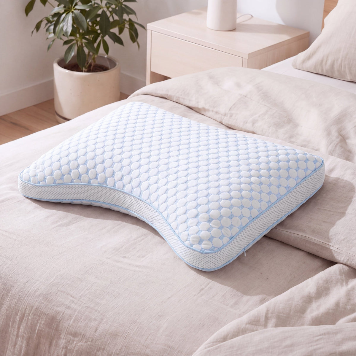 Neksteun Hoofdkussen 50x70 cm – Met Schouderuitsparing – Verkoelend Memory Foam – Dreamhouse Nanotech - Dromen & Wonen
