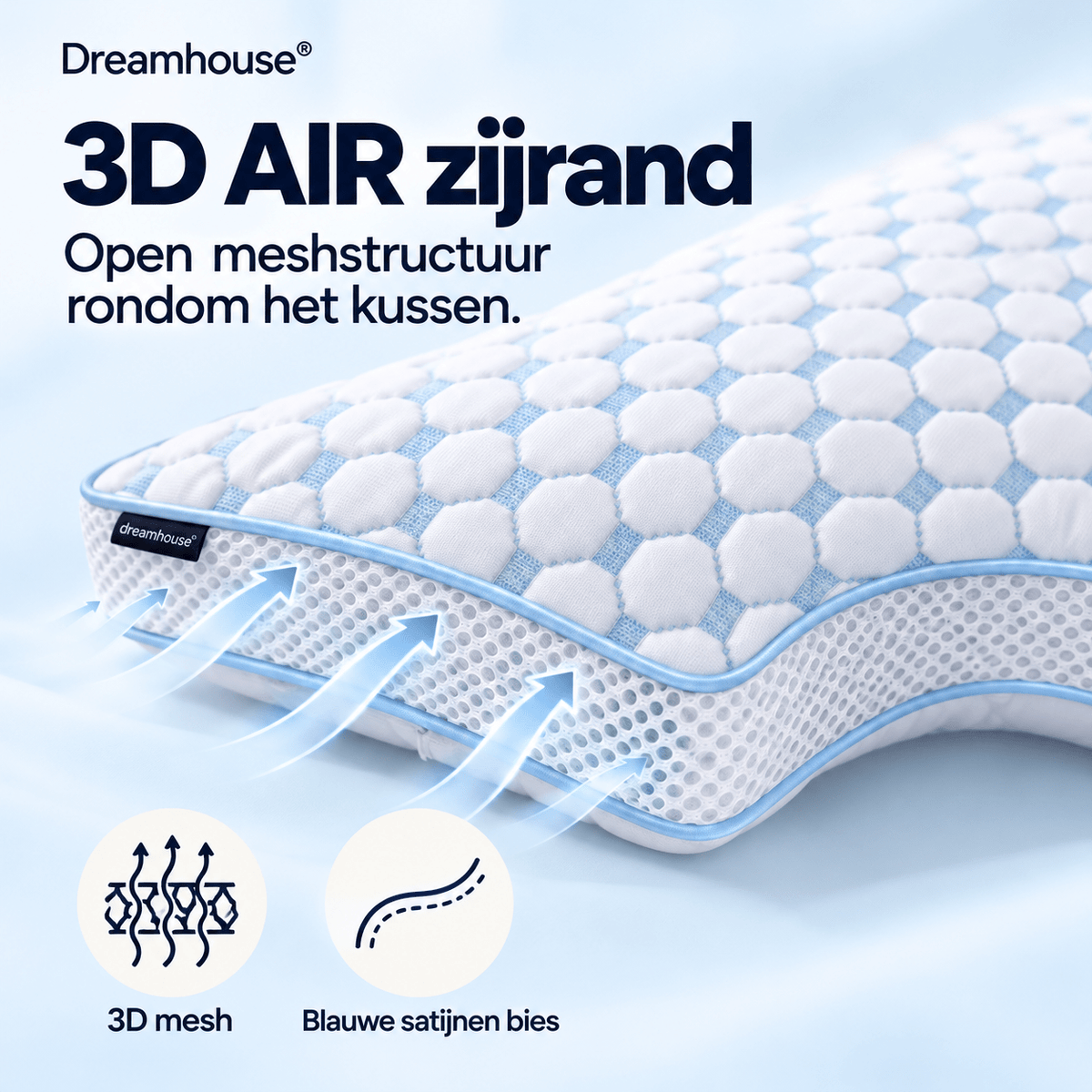Neksteun Hoofdkussen 50x70 cm – Met Schouderuitsparing – Verkoelend Memory Foam – Dreamhouse Nanotech - Dromen & Wonen