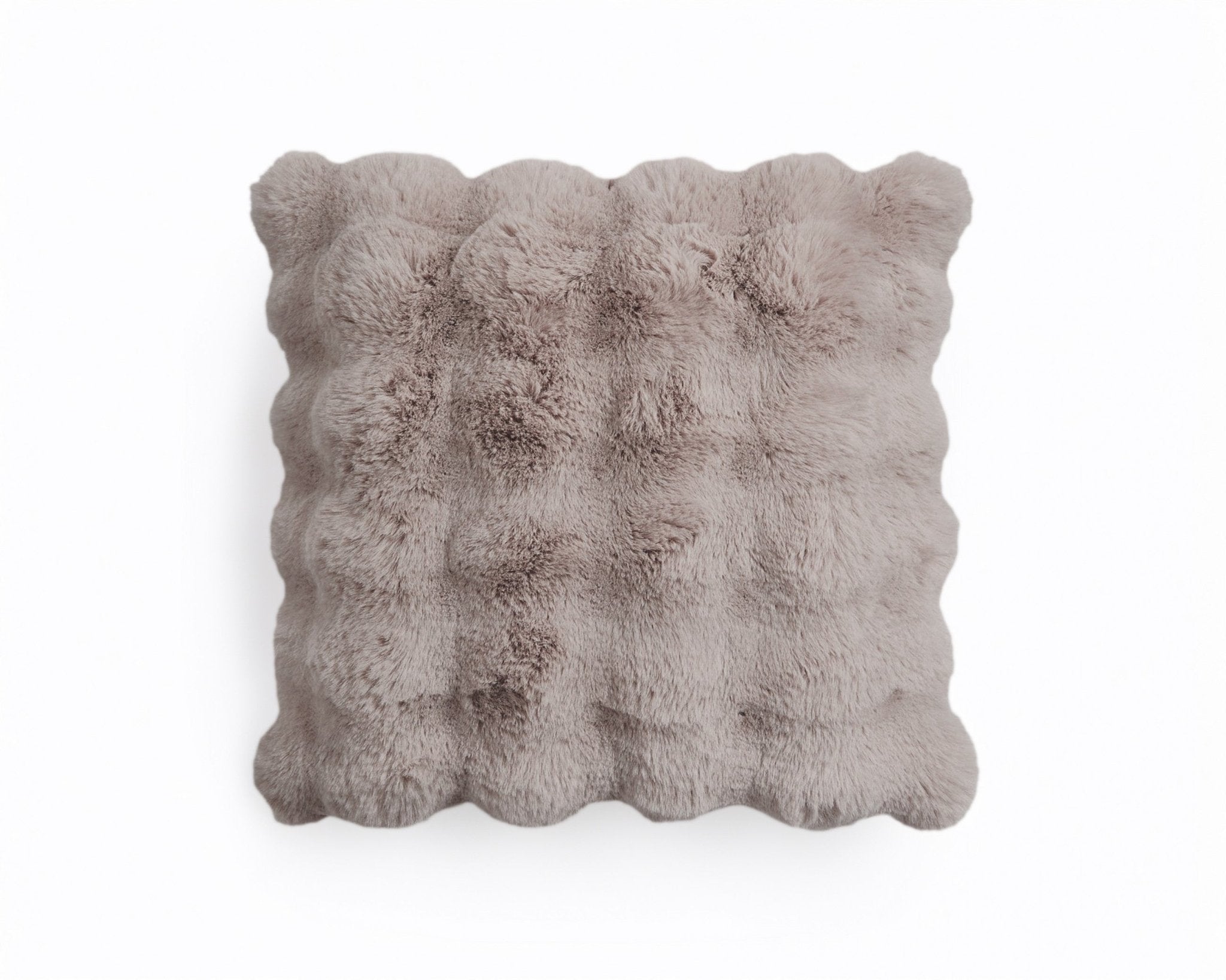 Pom Rabbit Fur Sierkussen Taupe/Roze 50x50 cm – Zacht Imitatie Konijnenbont met Rits - Dromen & Wonen