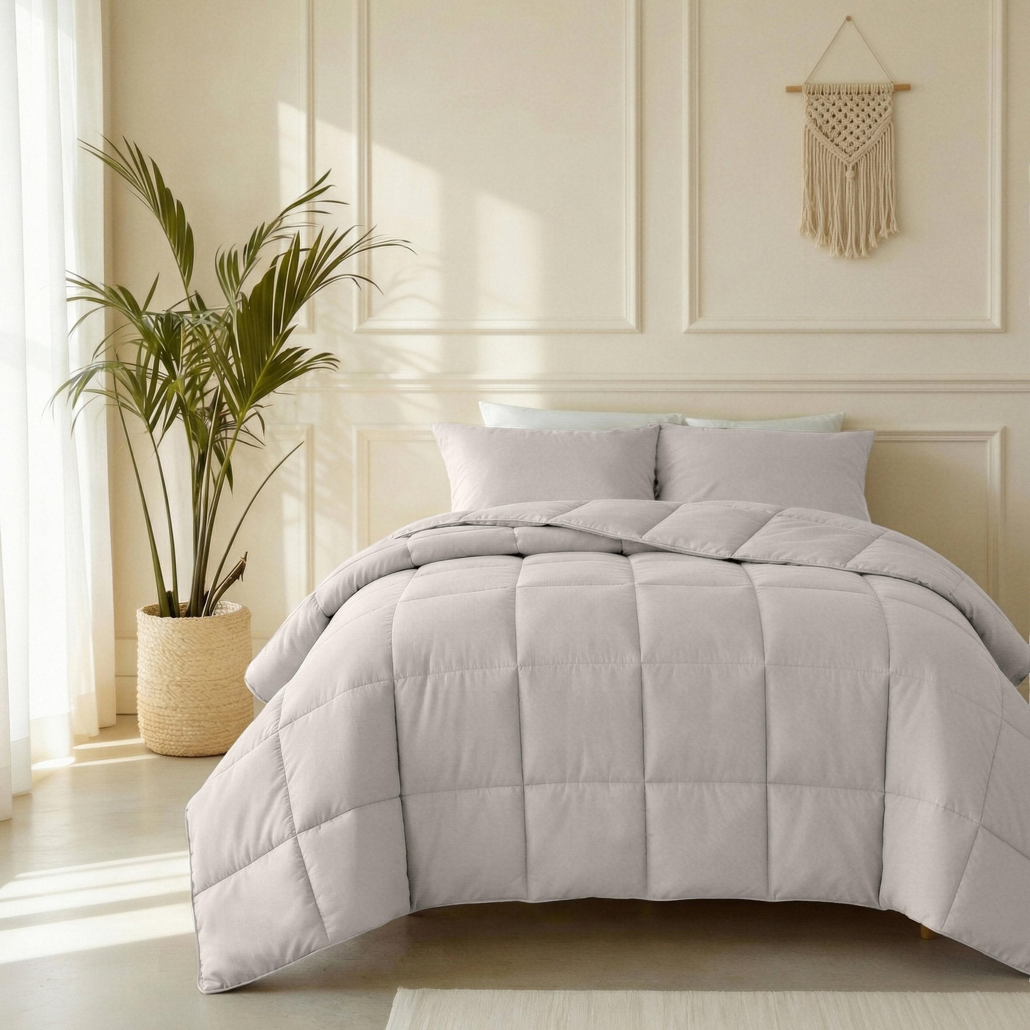 Primaviera Deluxe Dekbed en Overtrek in 1 – Perkal Hotel – Grijs/Taupe - Dromen & Wonen