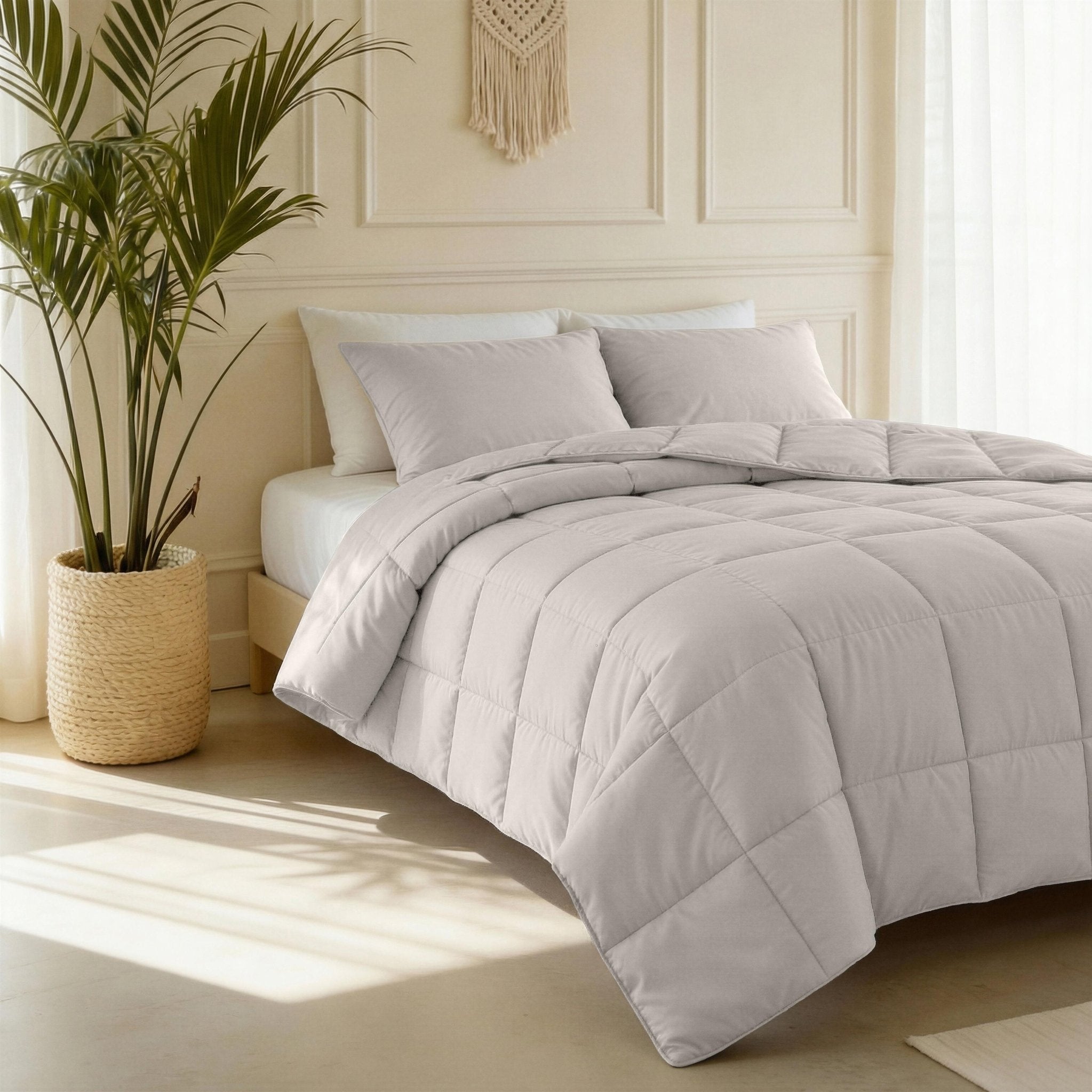 Primaviera Deluxe Dekbed en Overtrek in 1 – Perkal Hotel – Grijs/Taupe - Dromen & Wonen