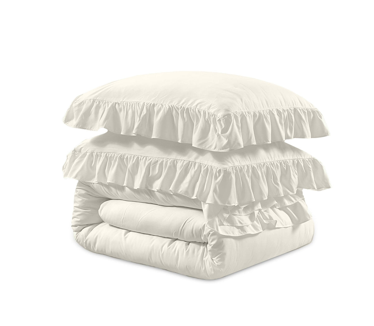 Ruches Dekbedovertrek Creme – Ruffles – Zacht Microvezel met Kussenslopen – Sleeptime - Dromen & Wonen