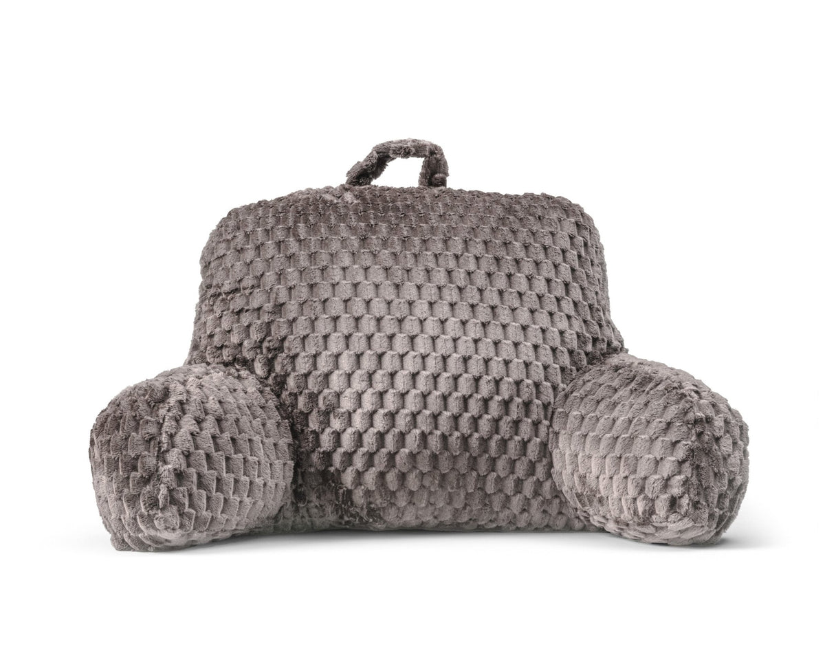 Rugsteunkussen voor Bed Taupe – Jacquard Flanel Leeskussen met Armleuningen – 34x50 cm – Sleeptime - Dromen & Wonen