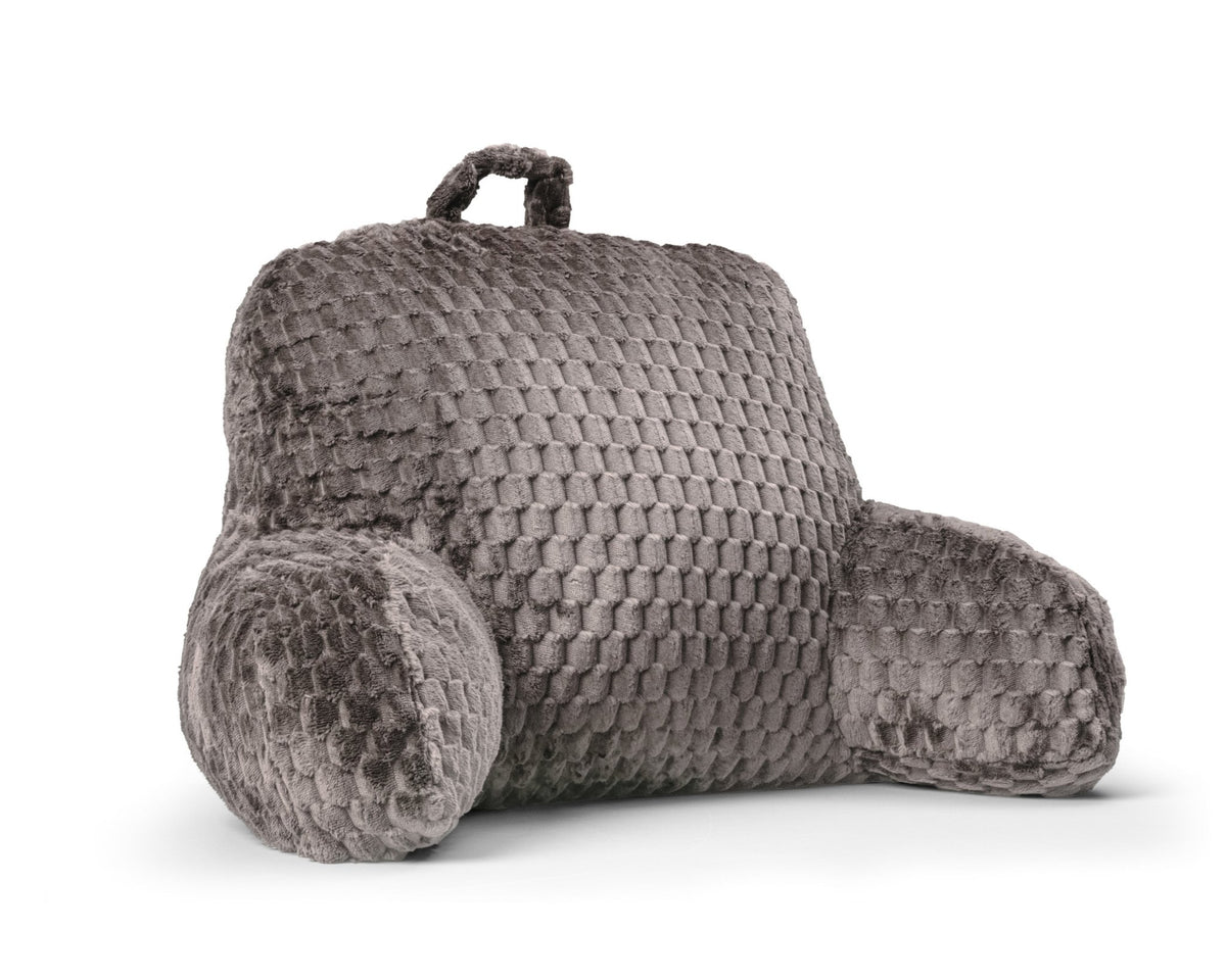 Rugsteunkussen voor Bed Taupe – Jacquard Flanel Leeskussen met Armleuningen – 34x50 cm – Sleeptime - Dromen & Wonen