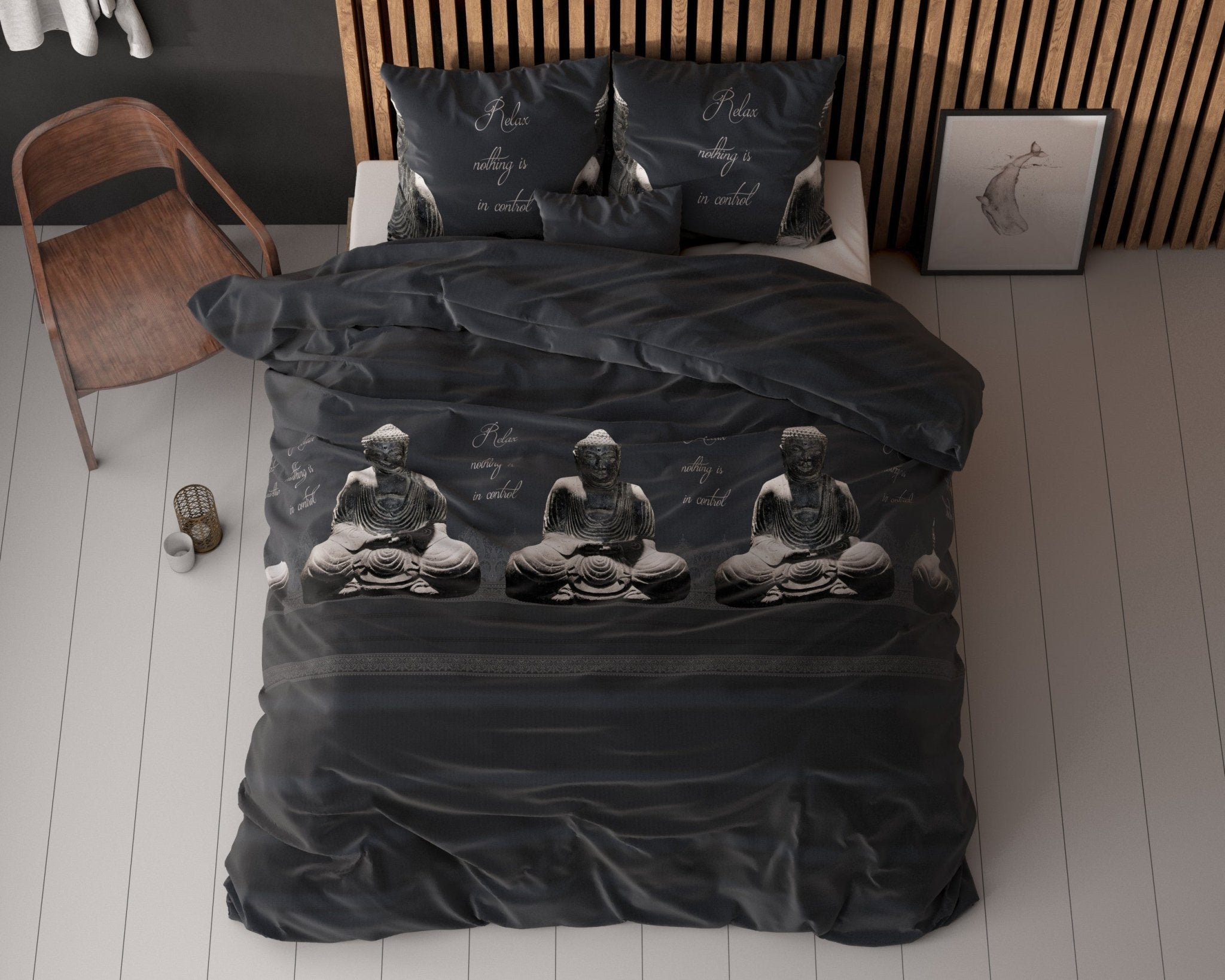 Sleeptime Buddha Antraciet Dekbedovetrek - Dromen & Wonen