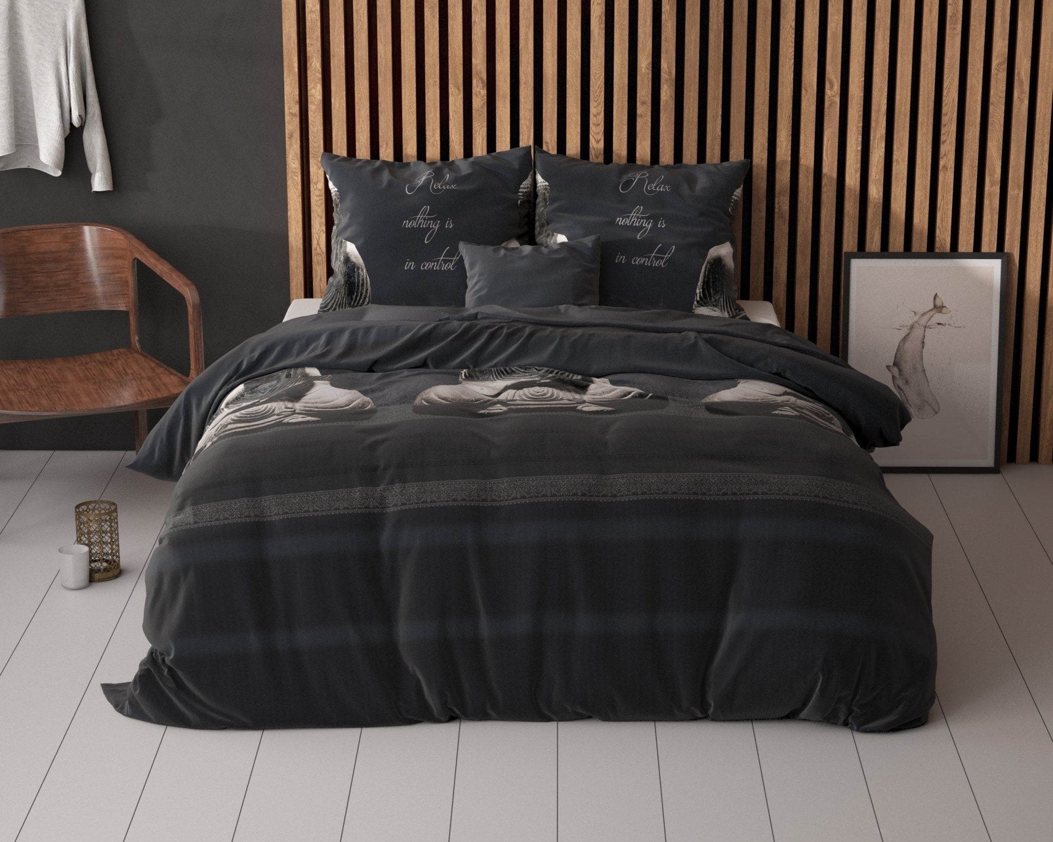 Sleeptime Buddha Antraciet Dekbedovetrek - Dromen & Wonen
