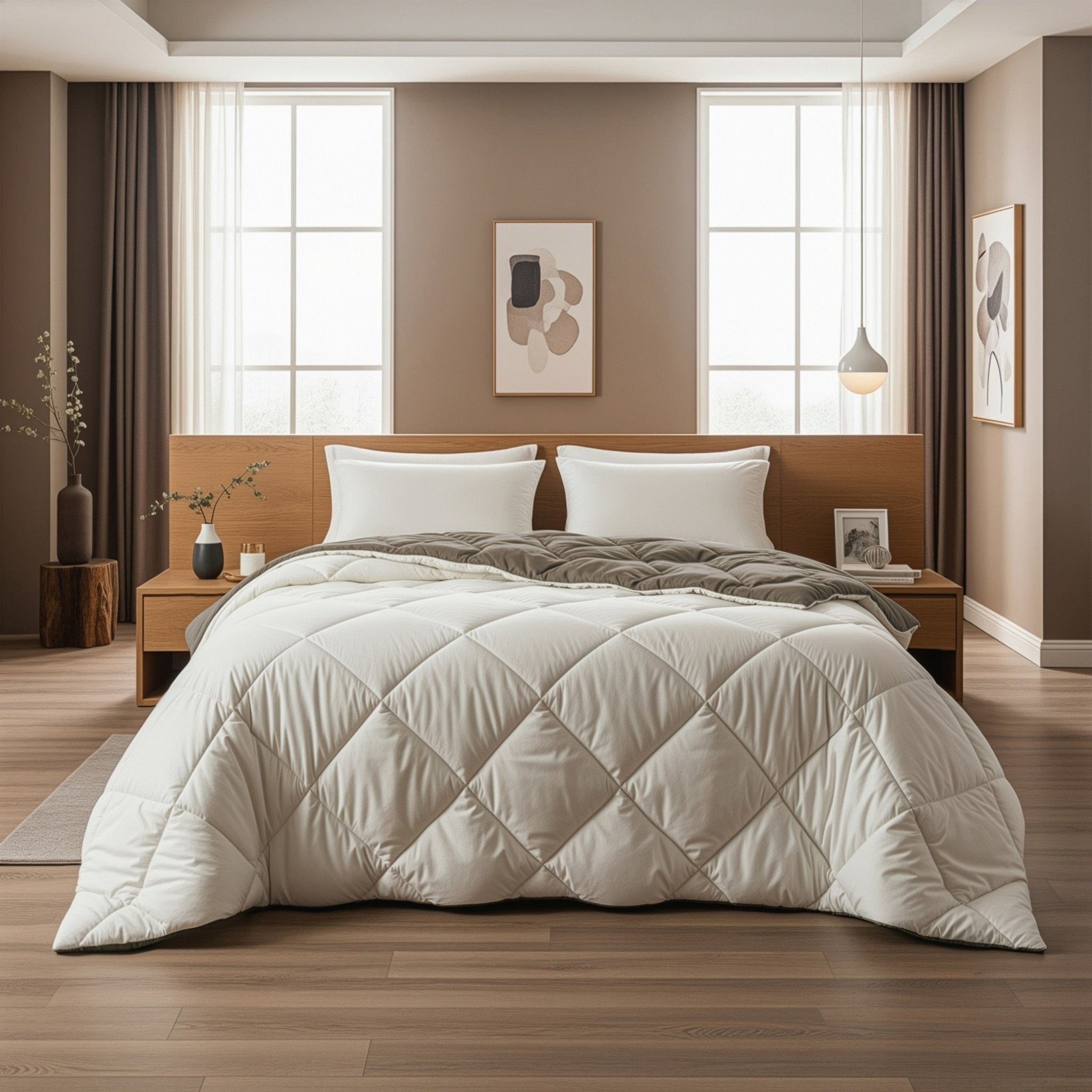 Sleeptime Dekbed en Overtrek in 1 - Diamond - Creme/Kaki - Dromen & Wonen