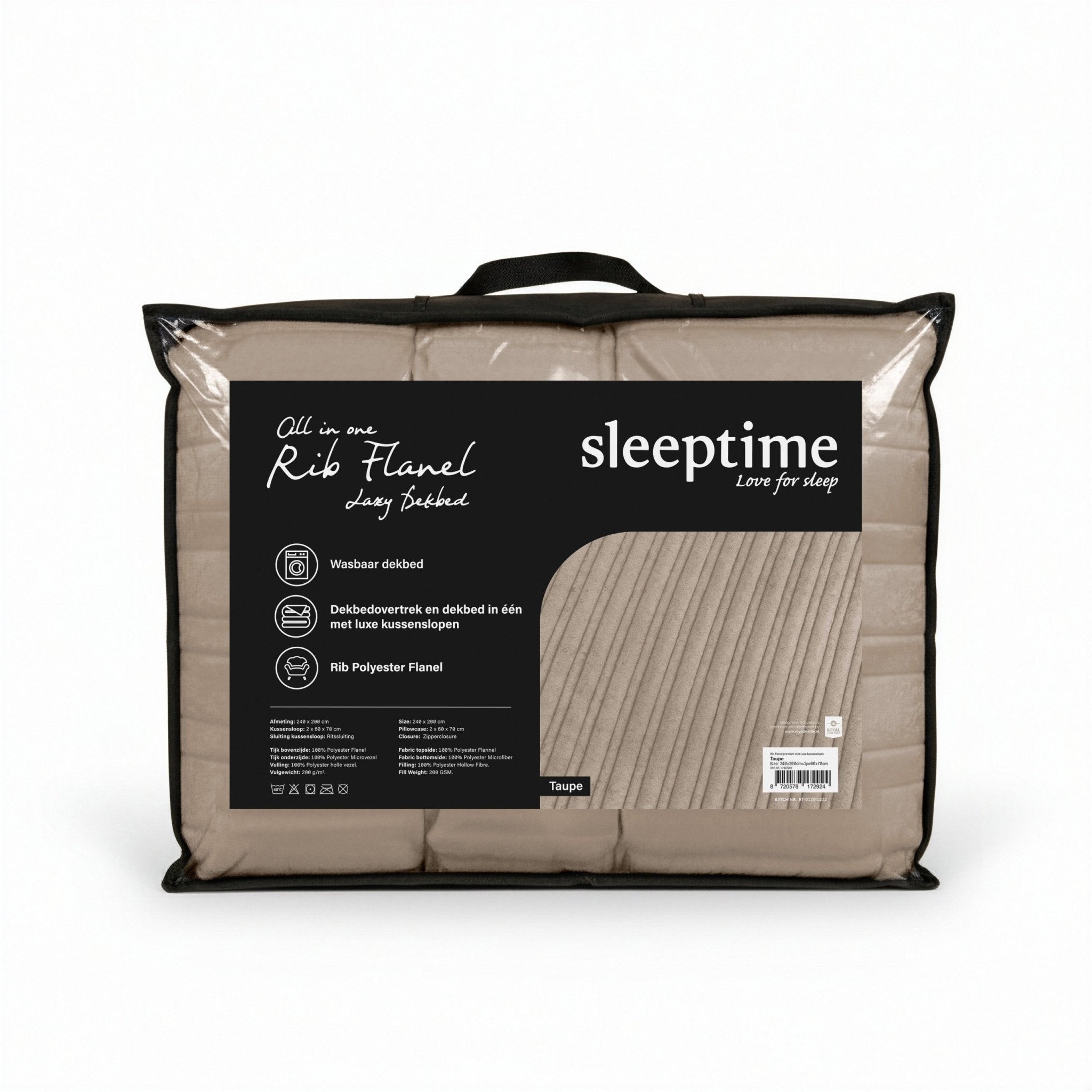 Sleeptime Dekbed en Overtrek in 1 - Flanel Rib - Taupe - Dromen & Wonen