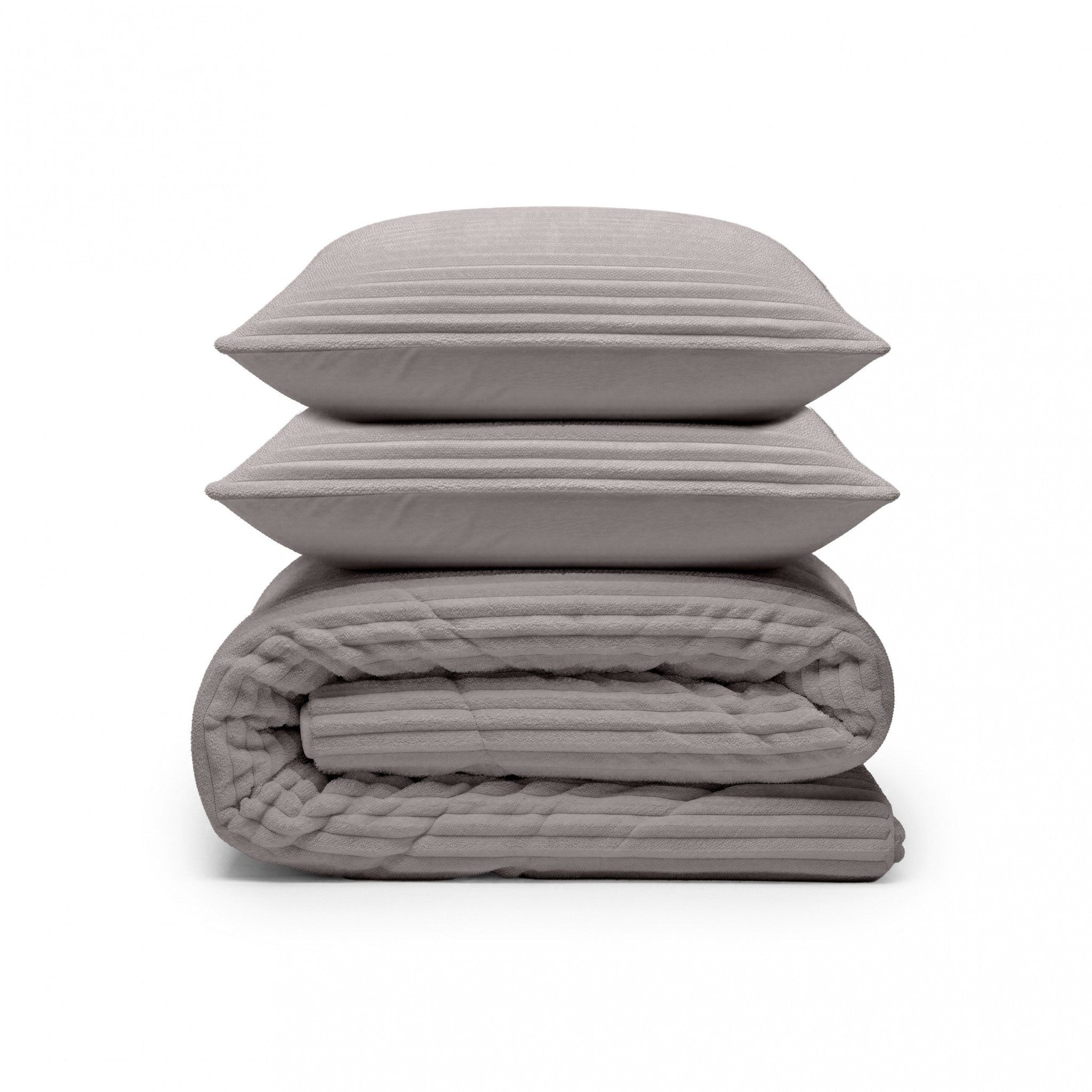 Sleeptime Dekbed en Overtrek in 1 - Flanel Rib - Taupe/Grijs - Dromen & Wonen