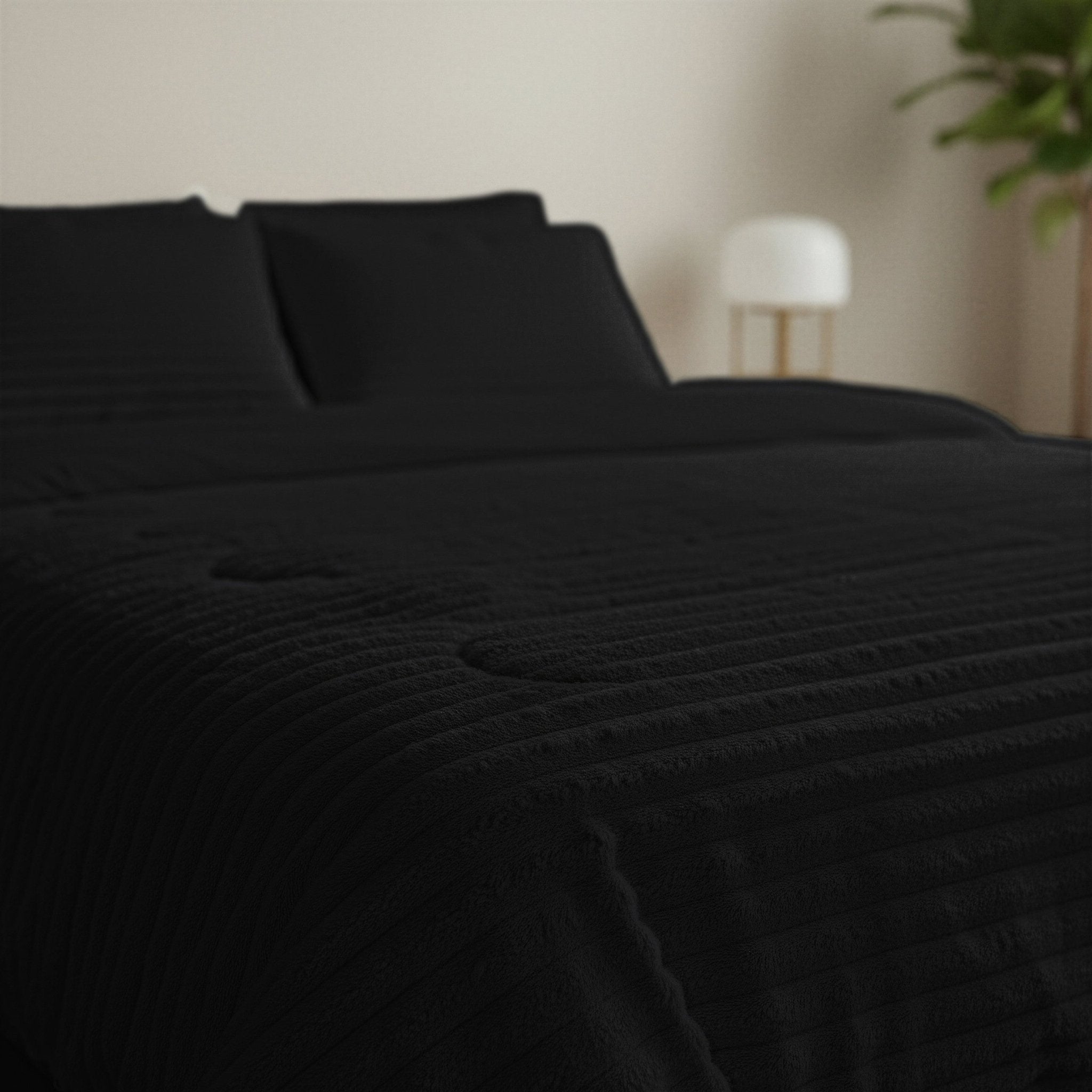 Sleeptime Dekbed en Overtrek in 1 - Flanel Rib - Zwart - Dromen & Wonen