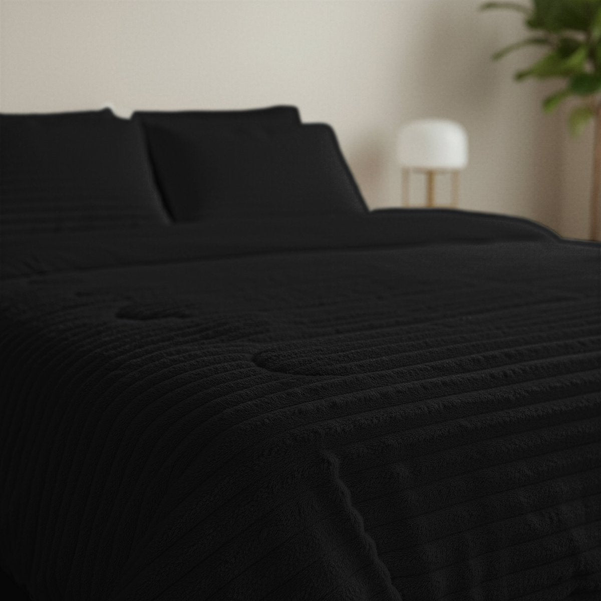 Sleeptime Dekbed en Overtrek in 1 - Flanel Rib - Zwart - Dromen & Wonen