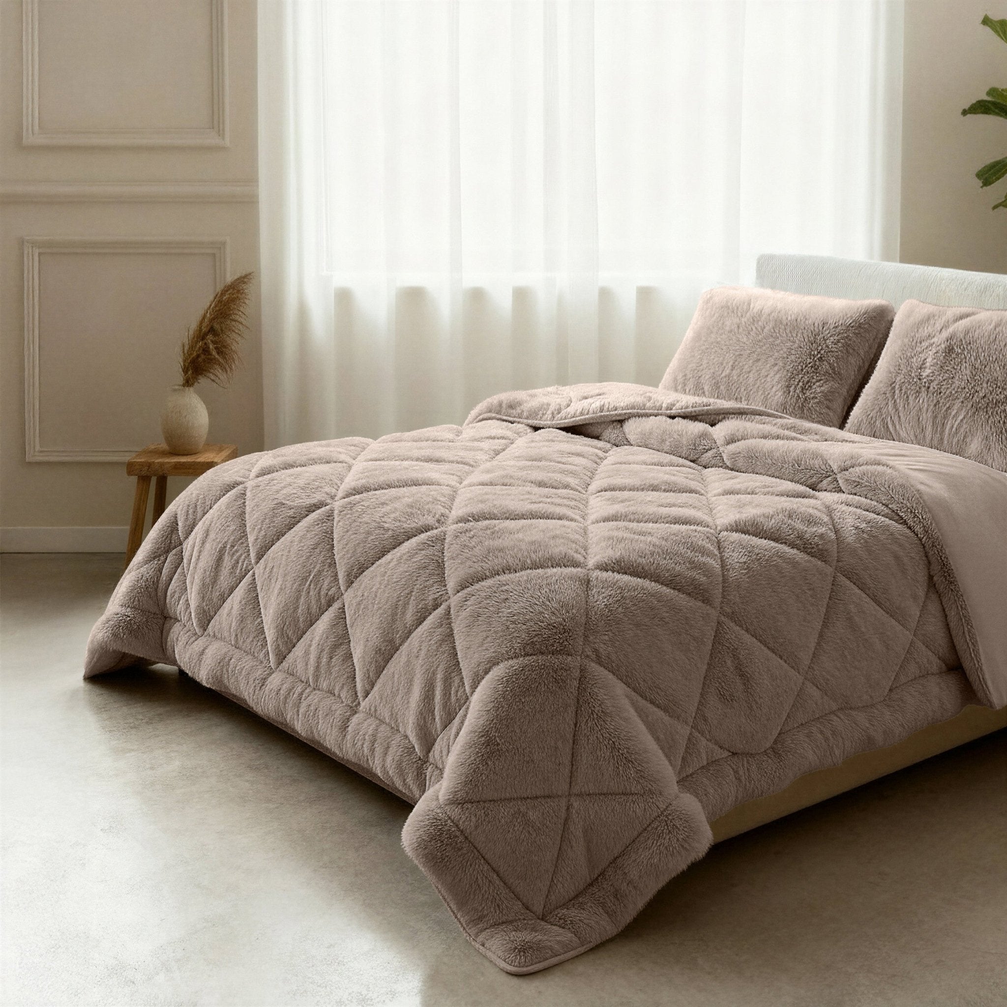 Sleeptime Dekbed en Overtrek in 1 - Fluffy Teddy - Taupe - Dromen & Wonen