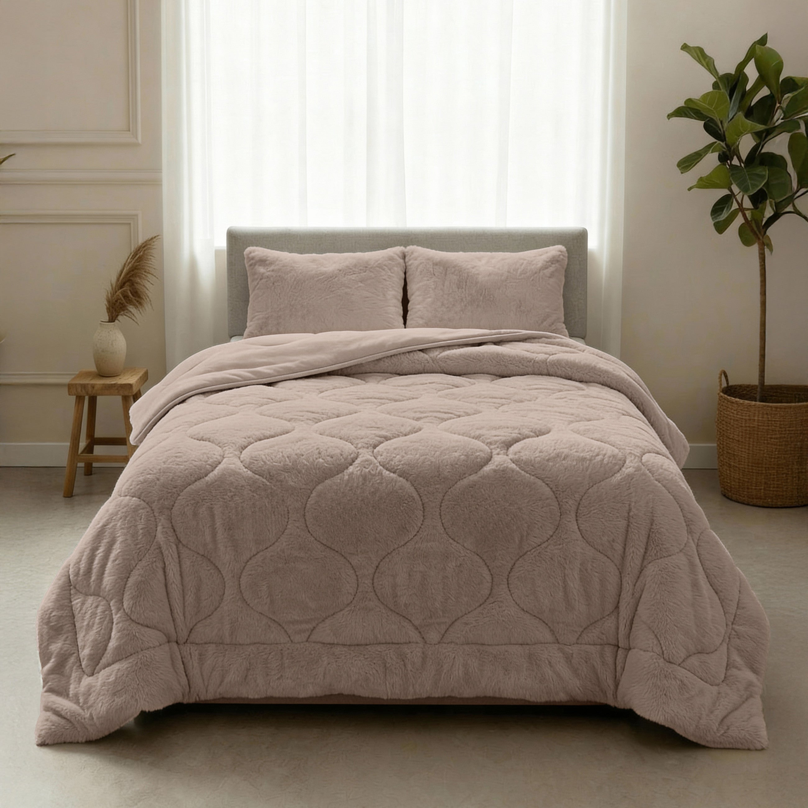 Sleeptime Dekbed en Overtrek in 1 - Fluffy Teddy - Taupe - Dromen & Wonen