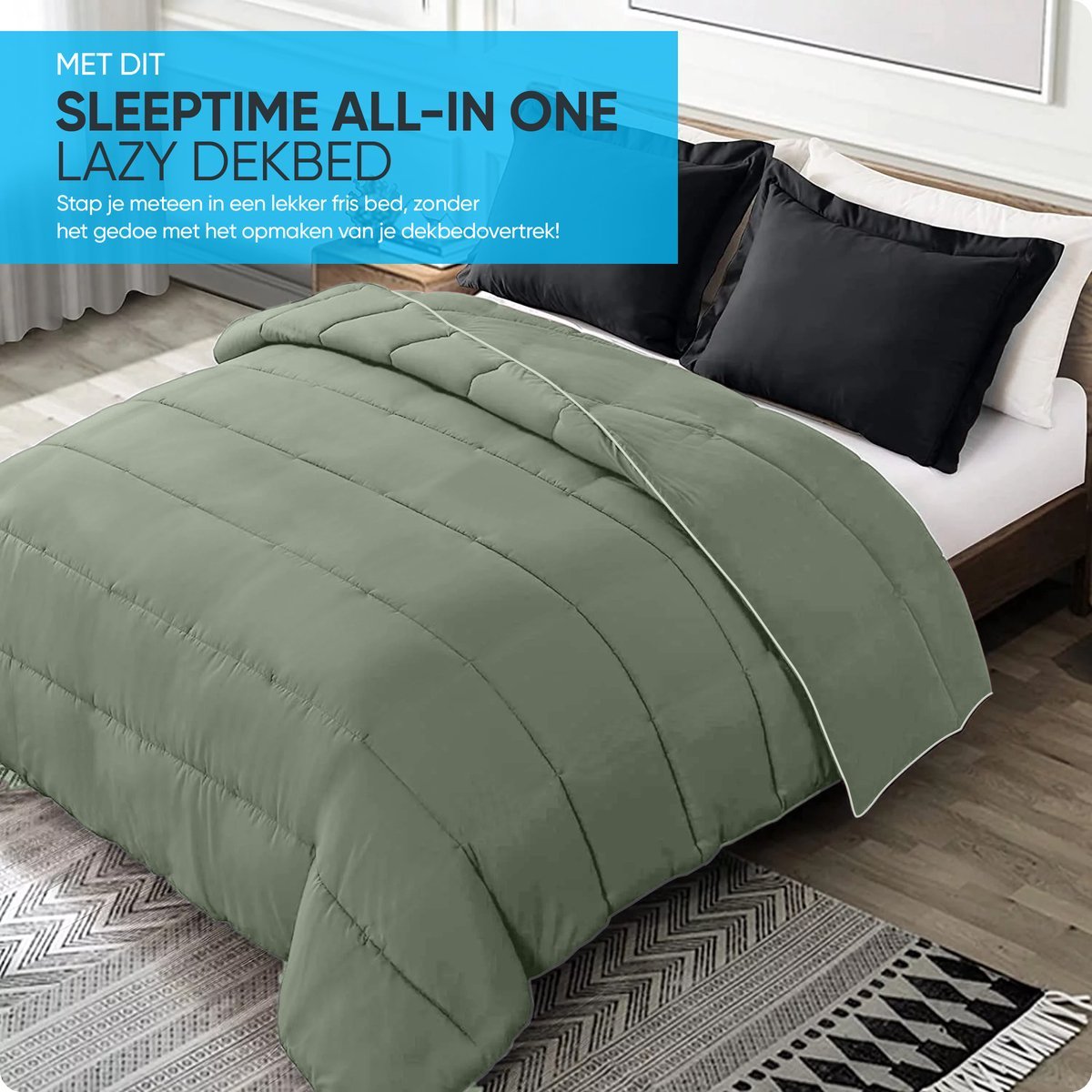 Sleeptime Dekbed en Overtrek in 1 - Groen - Dromen & Wonen