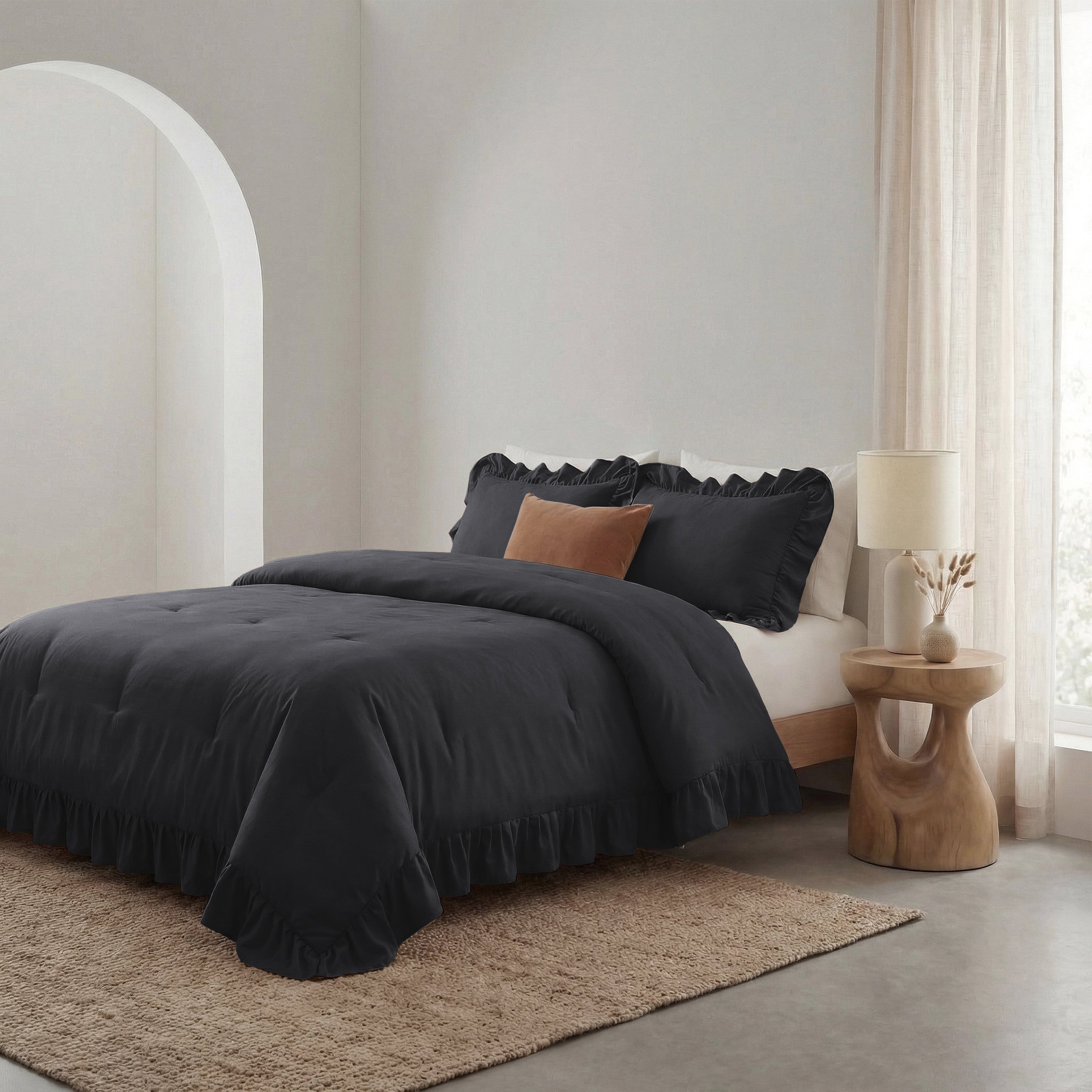 Sleeptime Dekbed en Overtrek in 1 - Ruffles - Antraciet - Dromen & Wonen