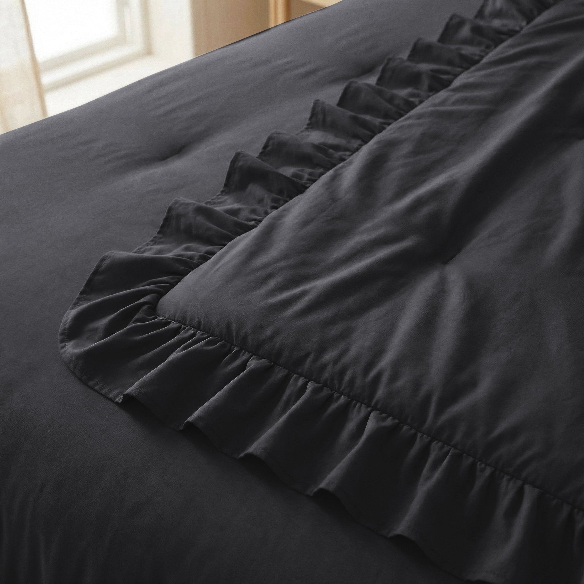 Sleeptime Dekbed en Overtrek in 1 - Ruffles - Antraciet - Dromen & Wonen