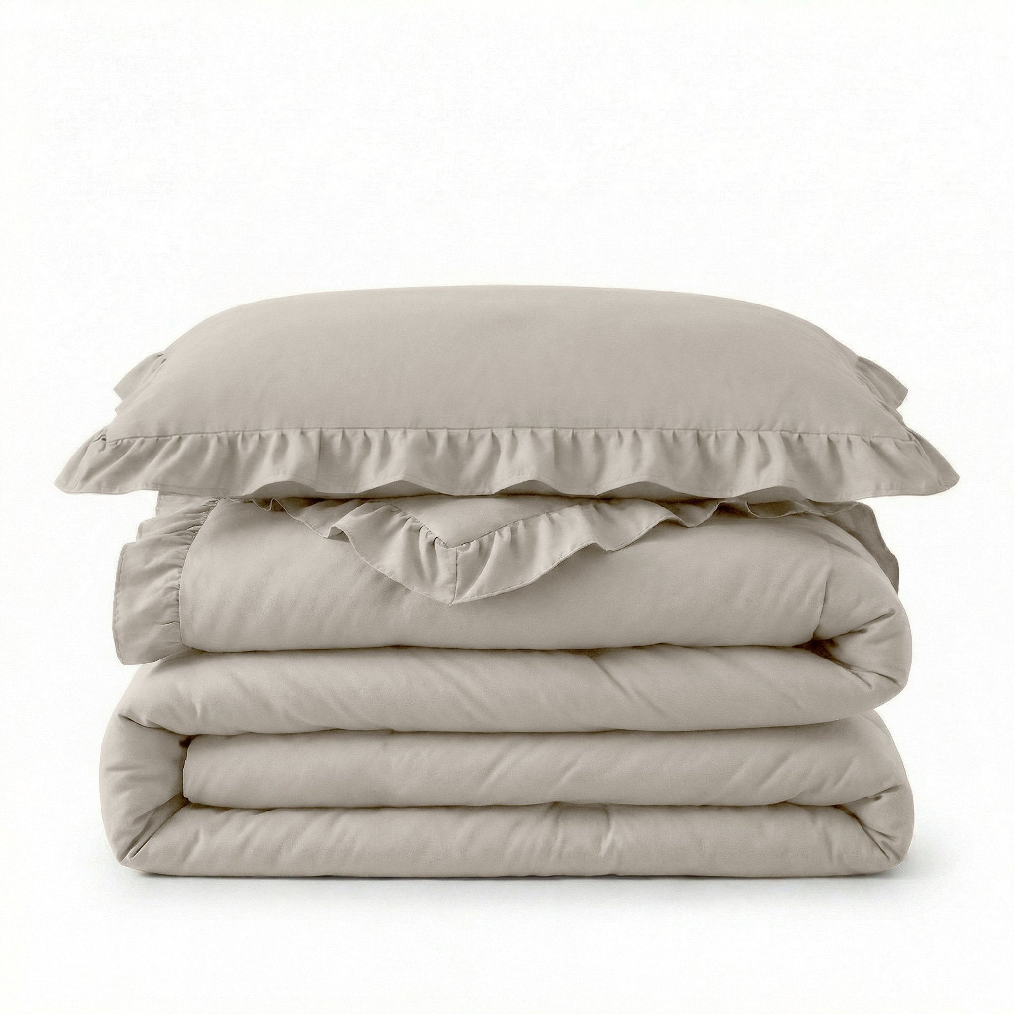 Sleeptime Dekbed en Overtrek in 1 - Ruffles - Taupe/Grijs - Dromen & Wonen