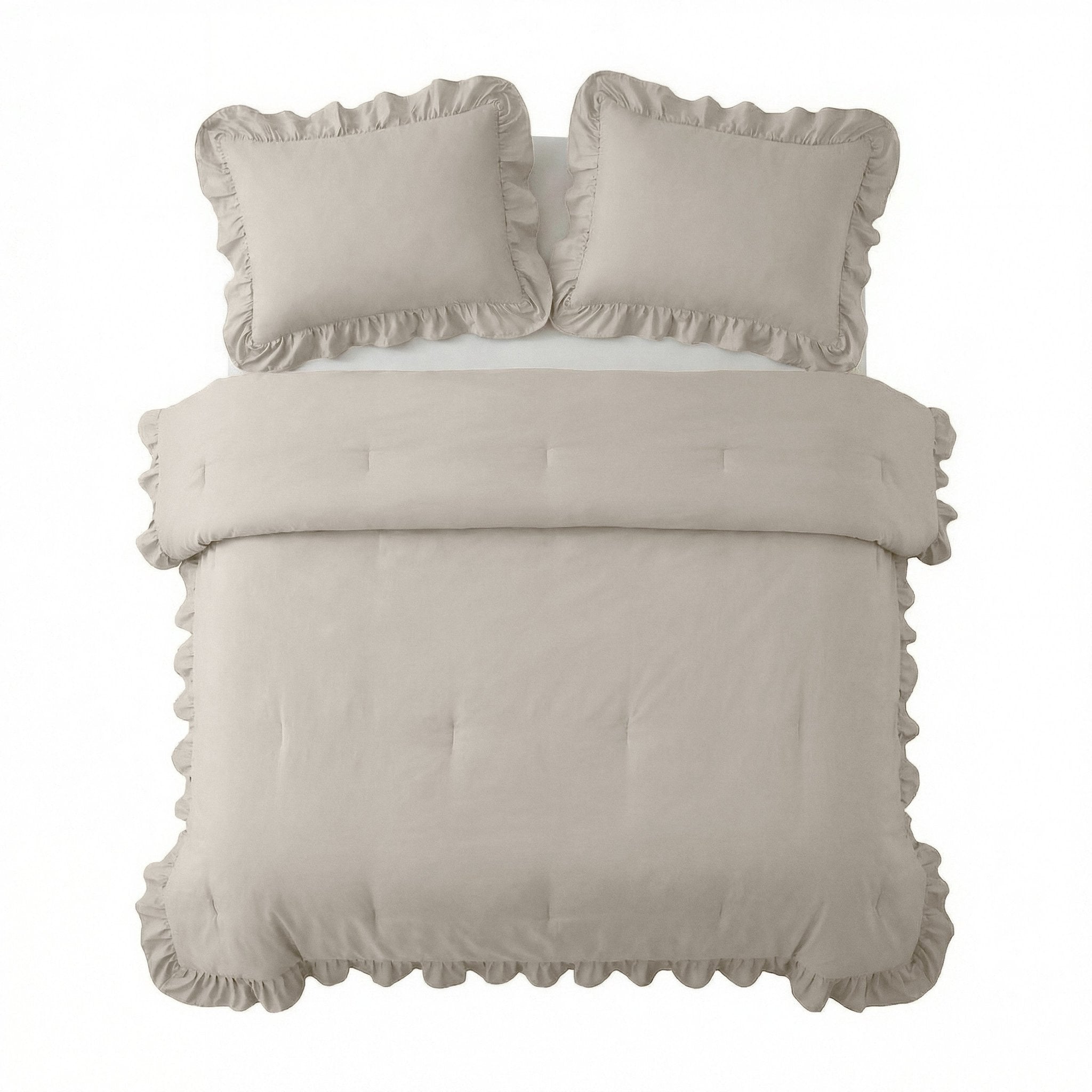 Sleeptime Dekbed en Overtrek in 1 - Ruffles - Taupe/Grijs - Dromen & Wonen