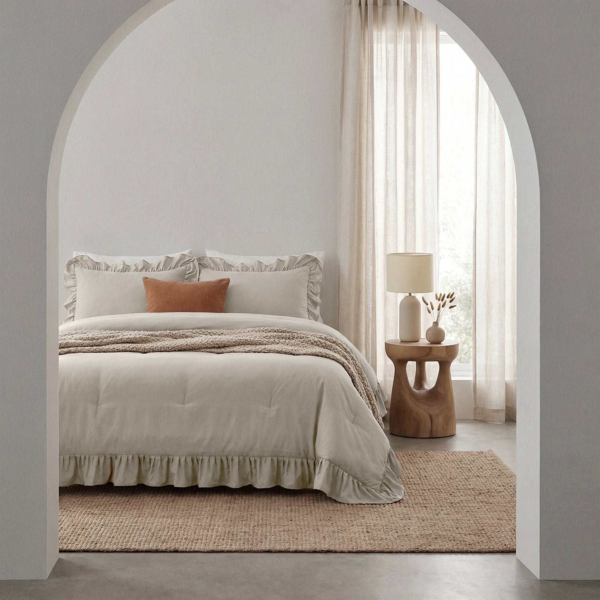 Sleeptime Dekbed en Overtrek in 1 - Ruffles - Taupe/Grijs - Dromen & Wonen