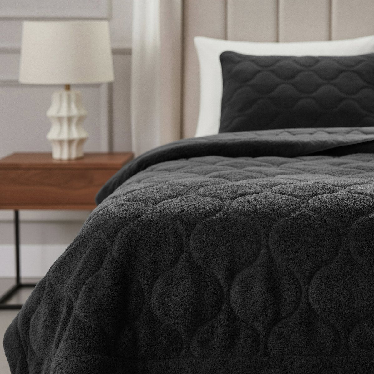 Sleeptime Dekbed en Overtrek in 1 - Teddy - Zwart - Dromen & Wonen