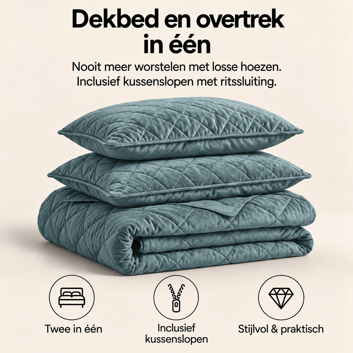 Sleeptime Dekbed en Overtrek in 1 - Velvet - Groen - Dromen & Wonen