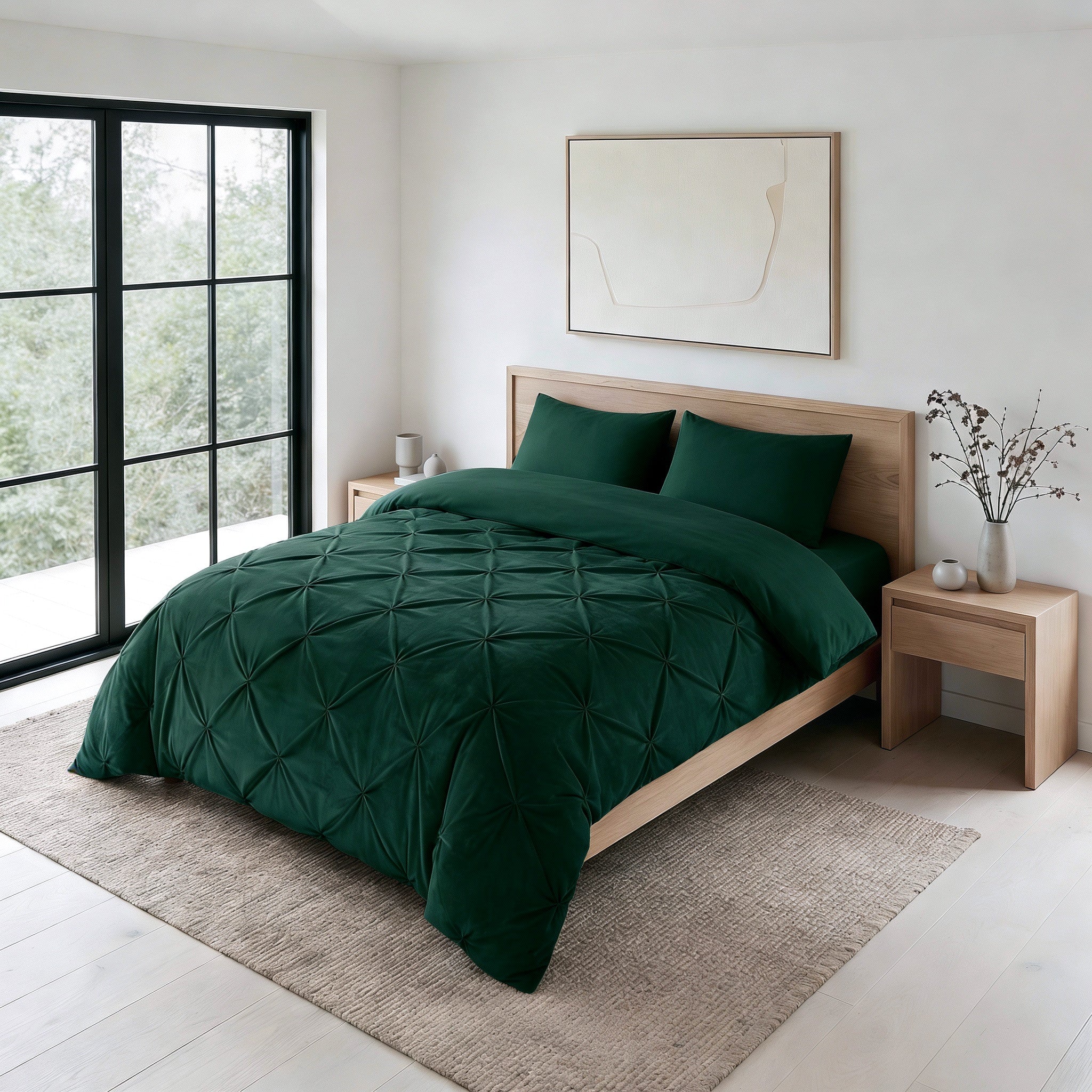 Sleeptime Dekbed en Overtrek in 1 – Velvet Pintuck – Groen - Dromen & Wonen