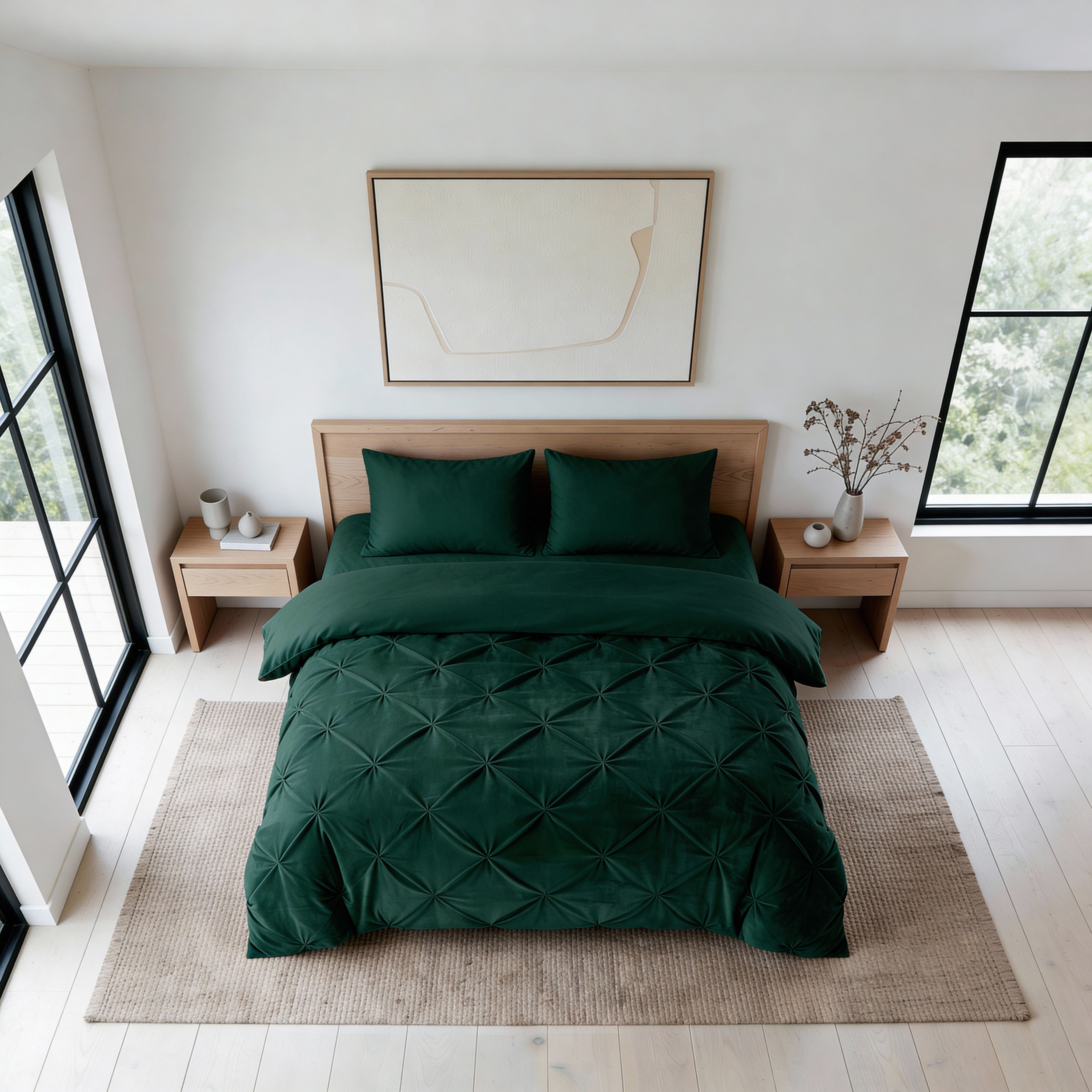 Sleeptime Dekbed en Overtrek in 1 – Velvet Pintuck – Groen - Dromen & Wonen