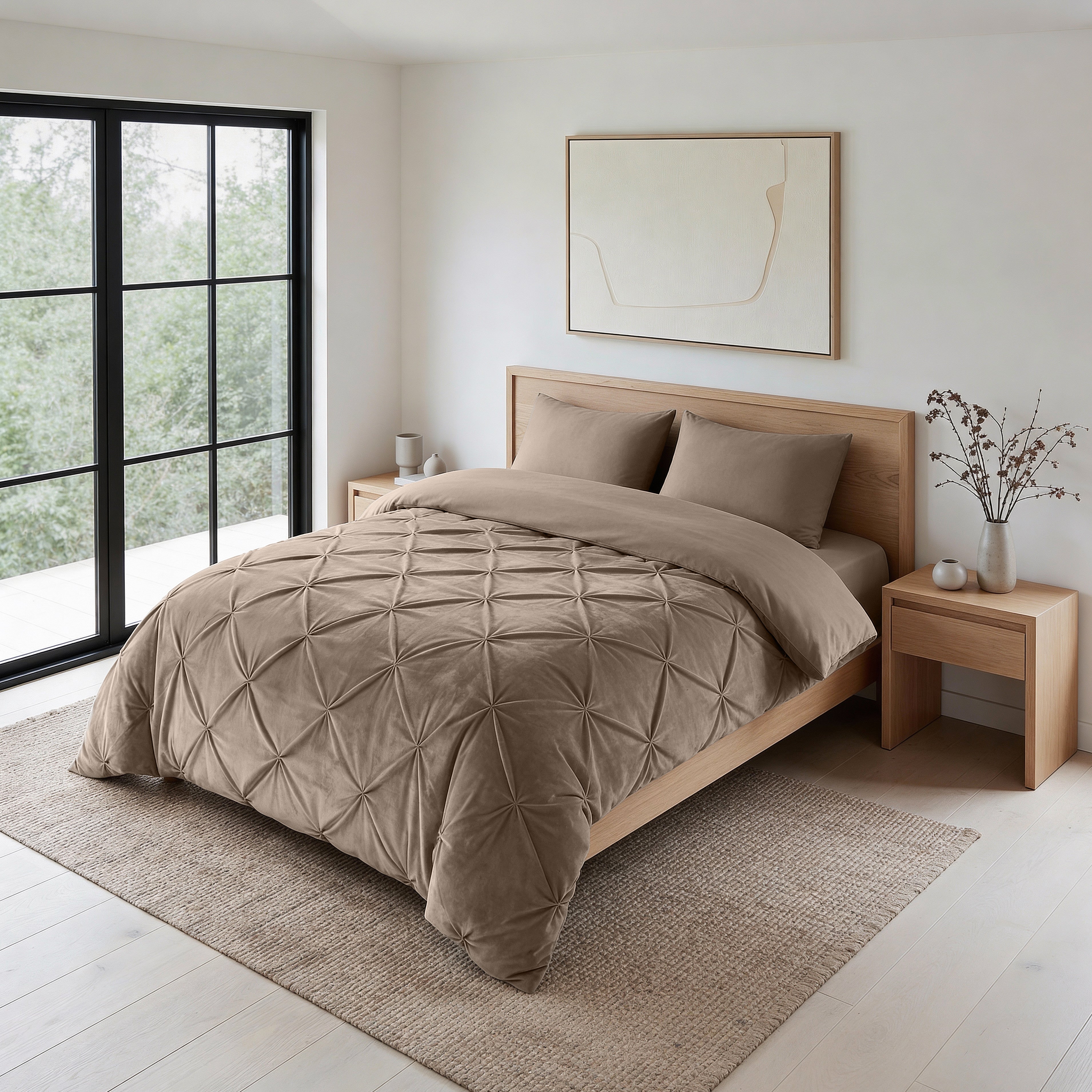 Sleeptime Dekbed en Overtrek in 1 – Velvet Pintuck – Taupe - Dromen & Wonen