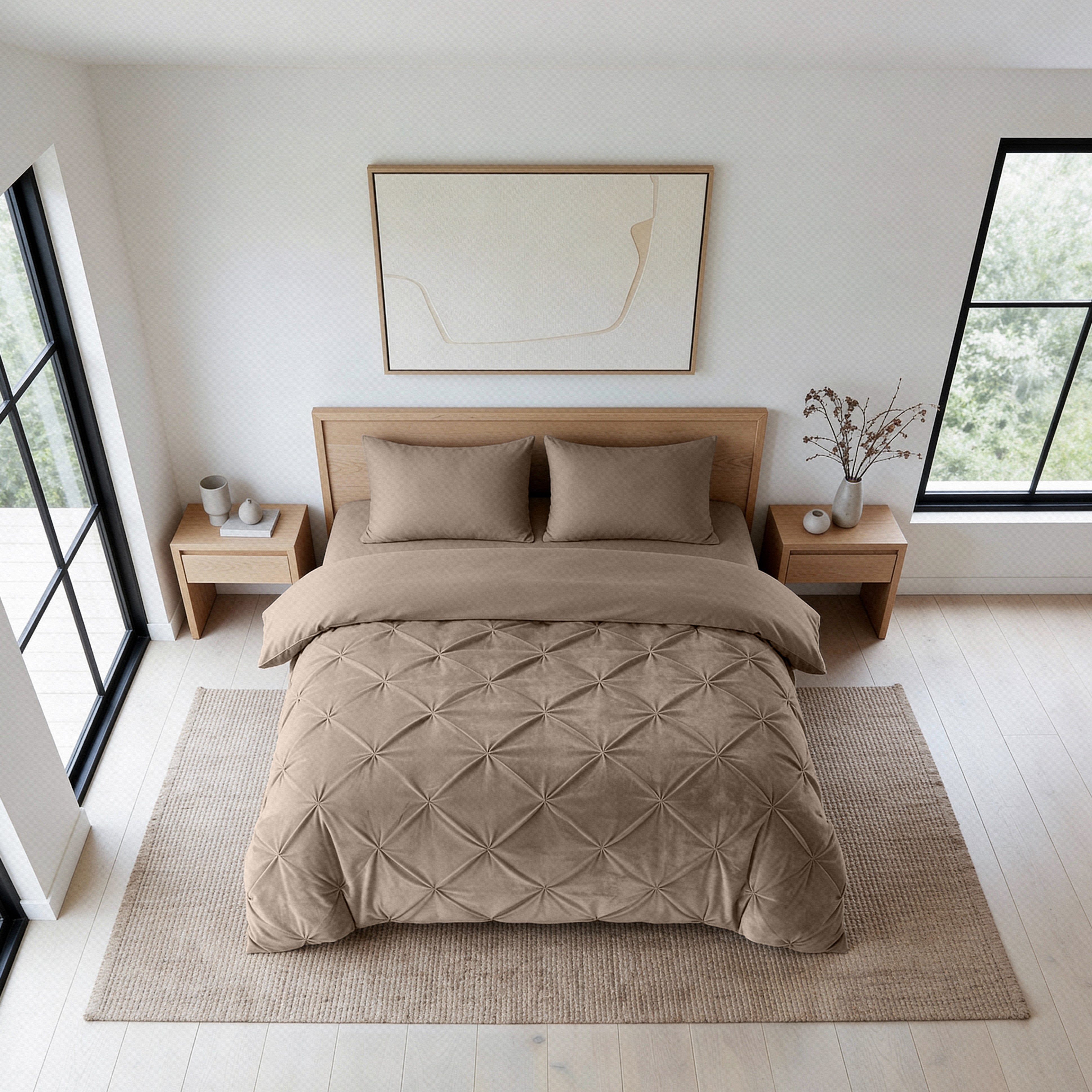 Sleeptime Dekbed en Overtrek in 1 – Velvet Pintuck – Taupe - Dromen & Wonen