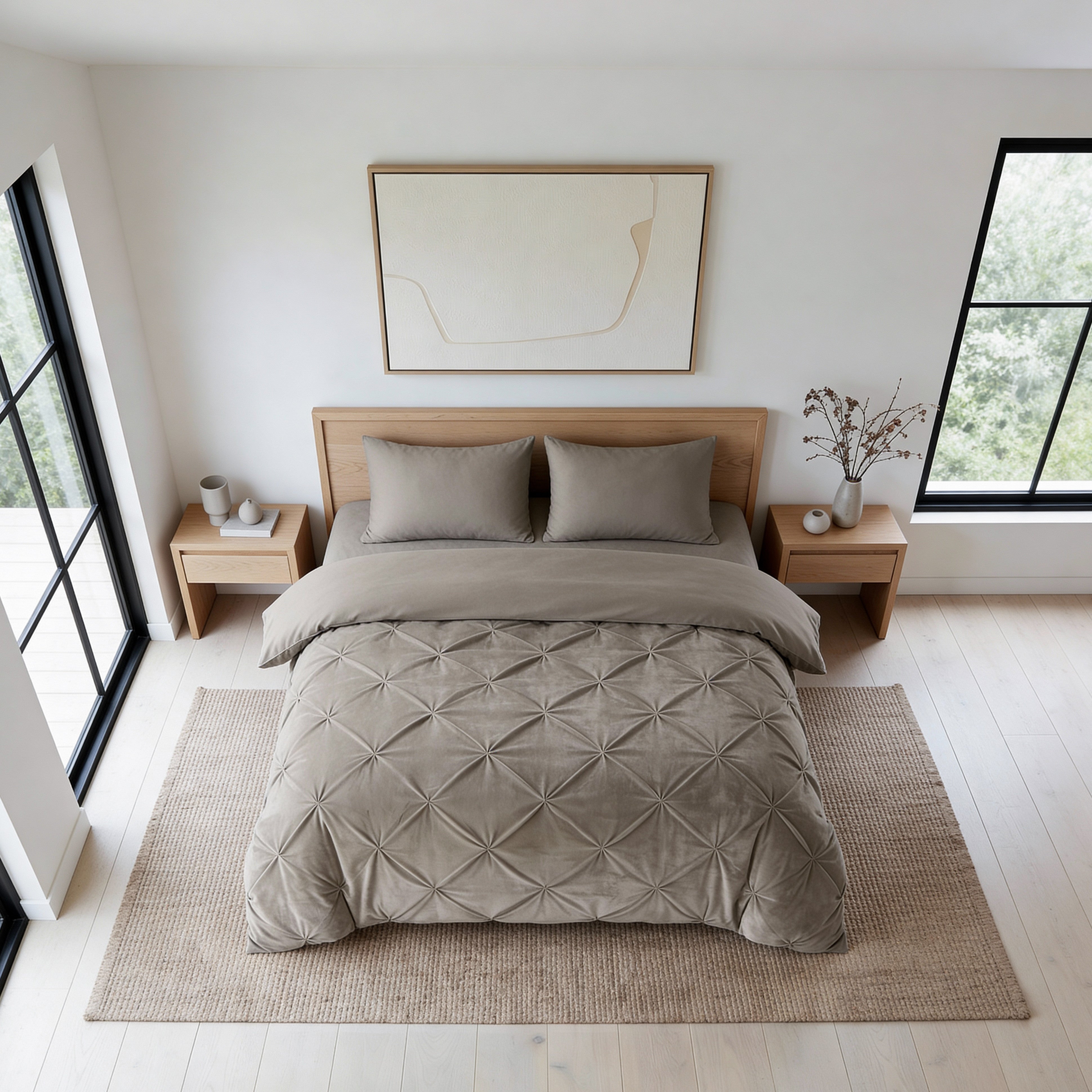 Sleeptime Dekbed en Overtrek in 1 – Velvet Pintuck – Zand - Dromen & Wonen