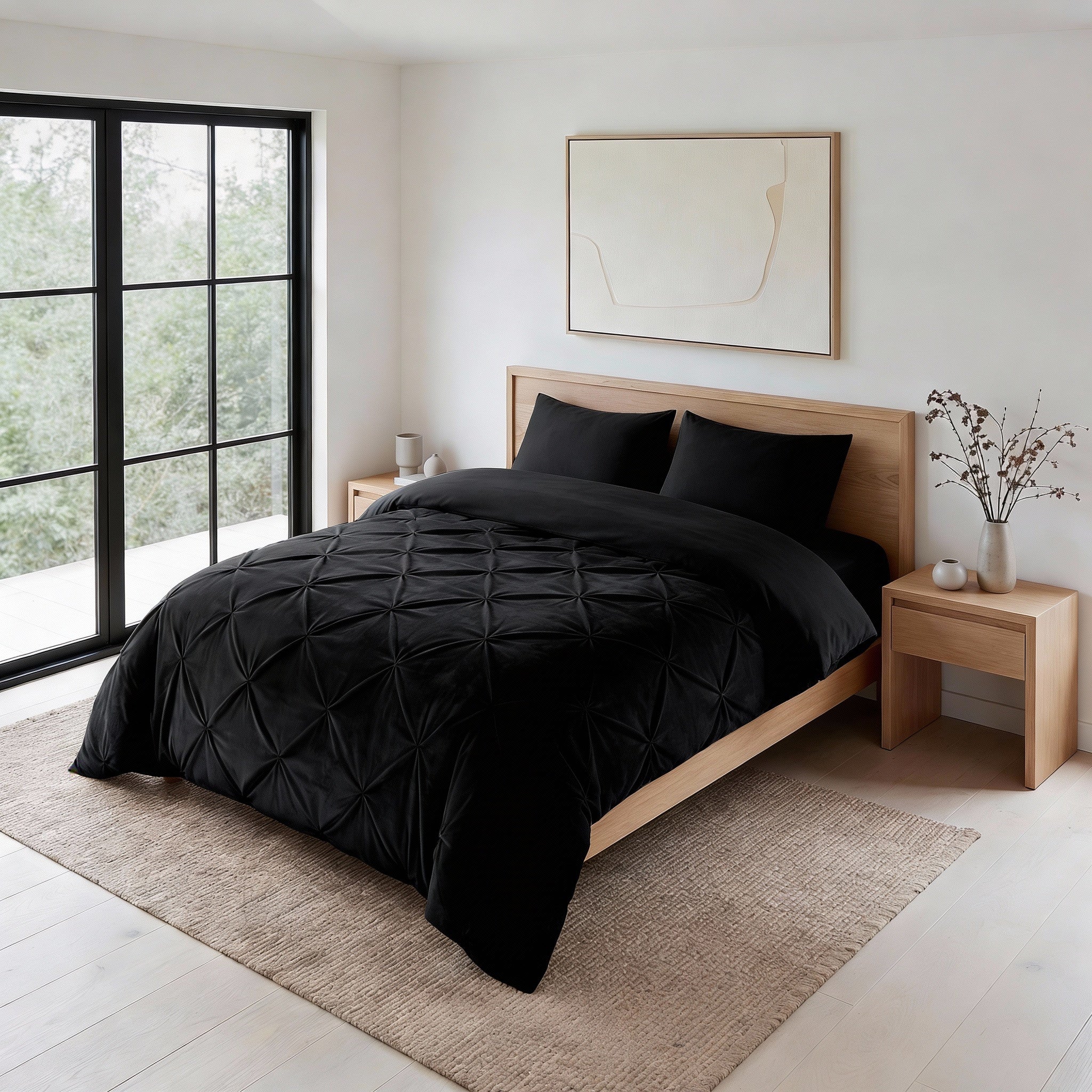 Sleeptime Dekbed en Overtrek in 1 – Velvet Pintuck – Zwart - Dromen & Wonen