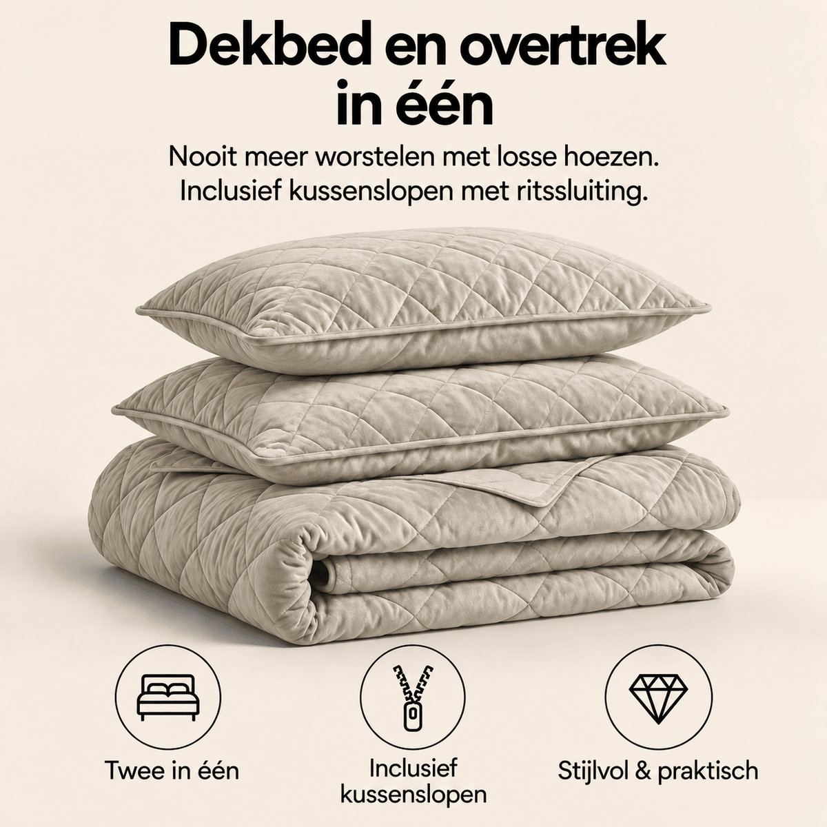 Sleeptime Dekbed en Overtrek in 1 - Velvet - Taupe - Dromen & Wonen