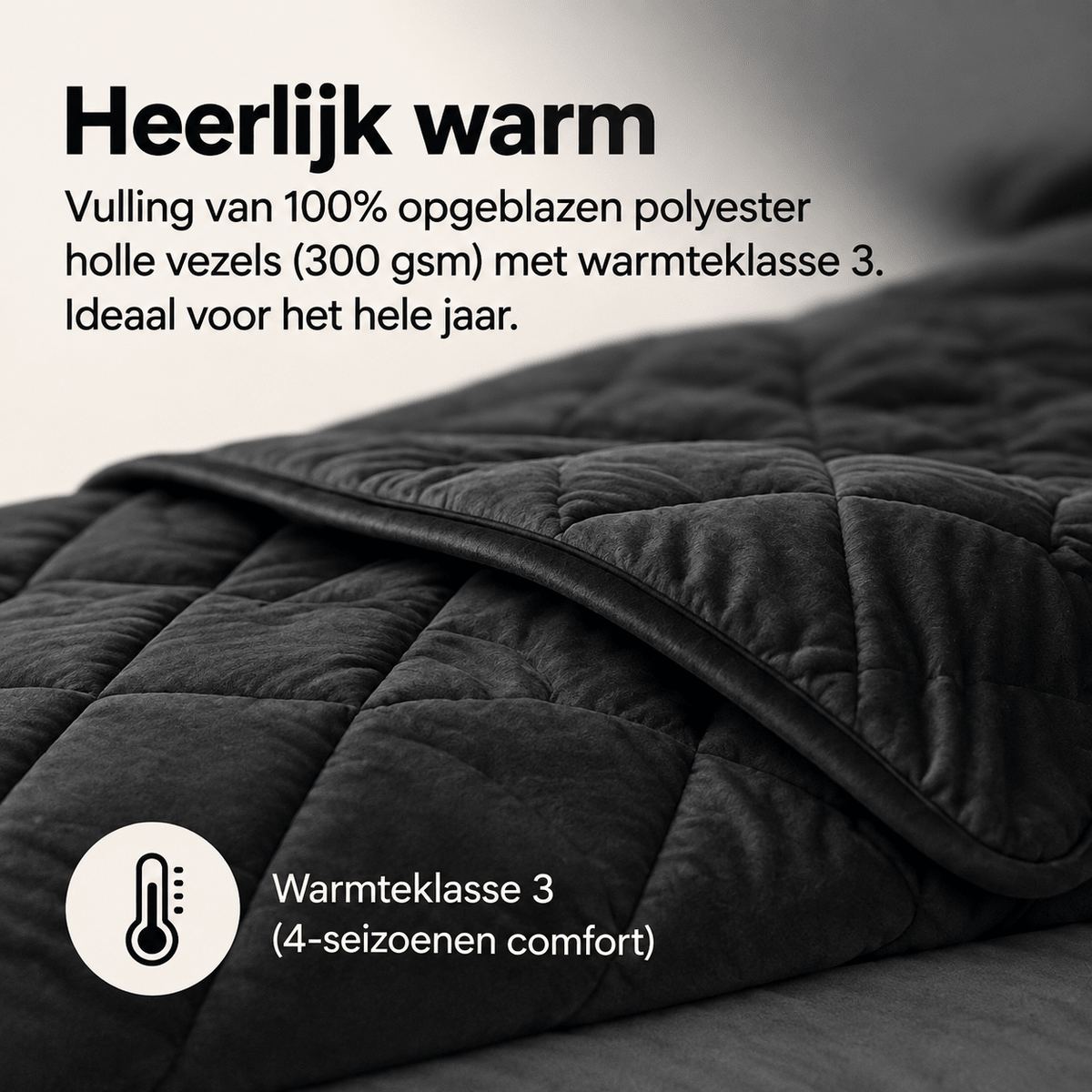 Sleeptime Dekbed en Overtrek in 1 - Velvet - Zwart - Dromen & Wonen