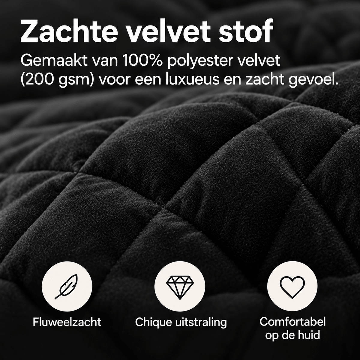Sleeptime Dekbed en Overtrek in 1 - Velvet - Zwart - Dromen & Wonen
