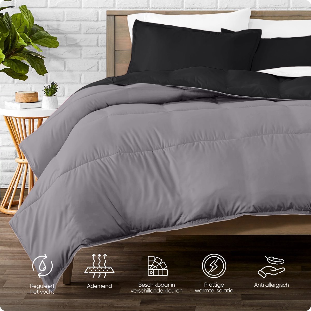 Sleeptime Dekbed en Overtrek in 1 - Zwart/Antraciet - Dromen & Wonen