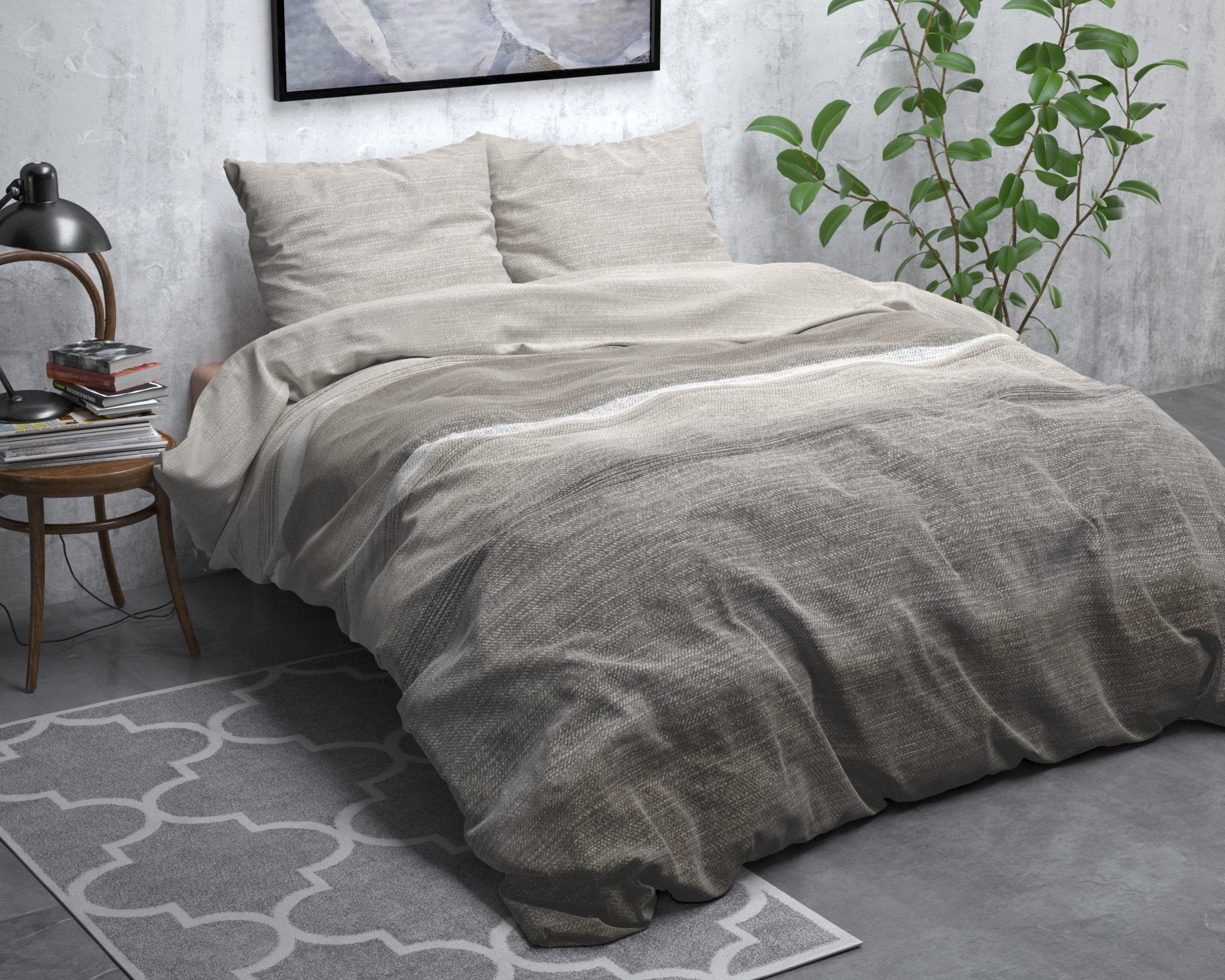 Sleeptime Flanel Stone Stripe Flanel Dekbedovertrek - Dromen & Wonen