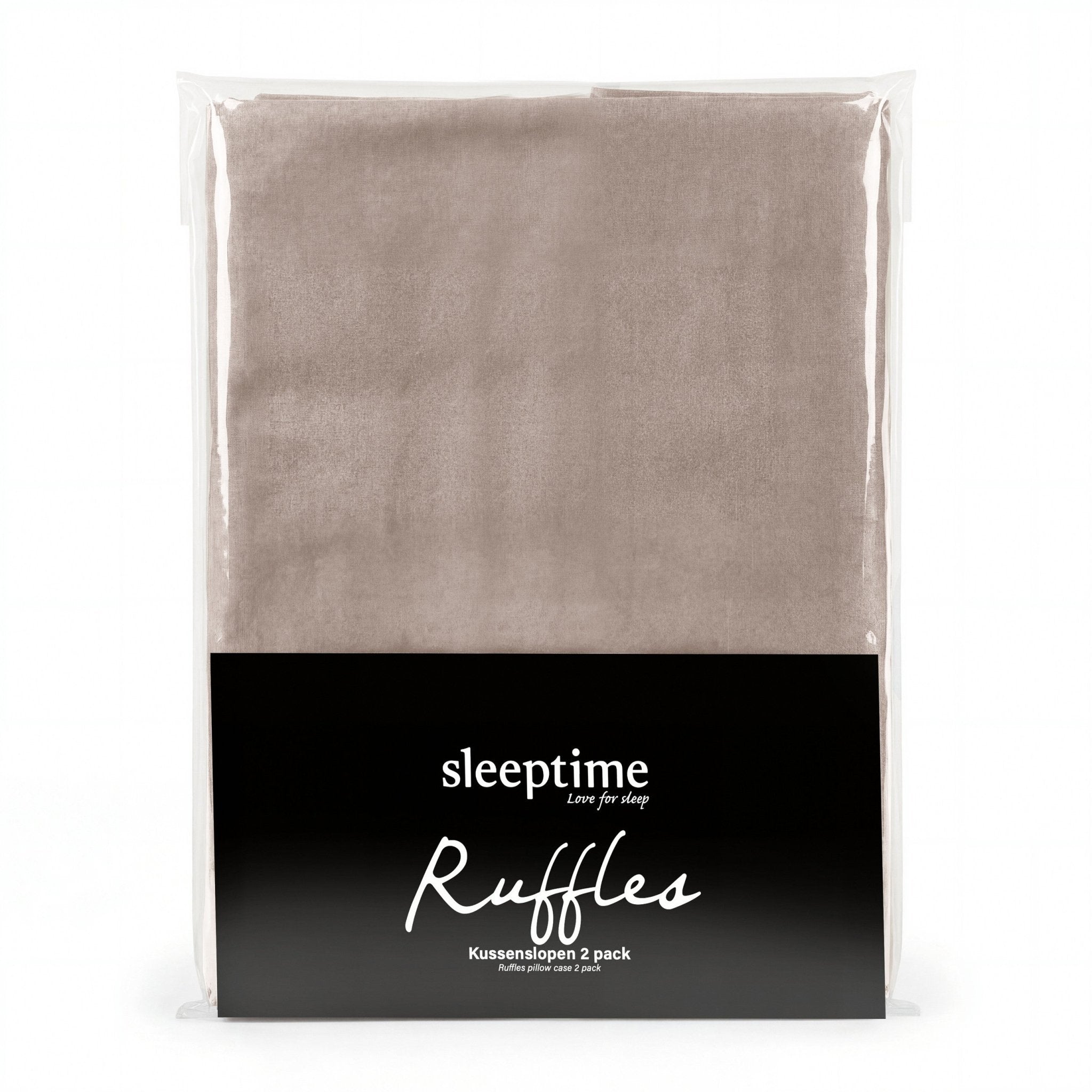 Sleeptime Kussensloop - 2 Stuks - Ruffles - Taupe - 60x70 - Dromen & Wonen