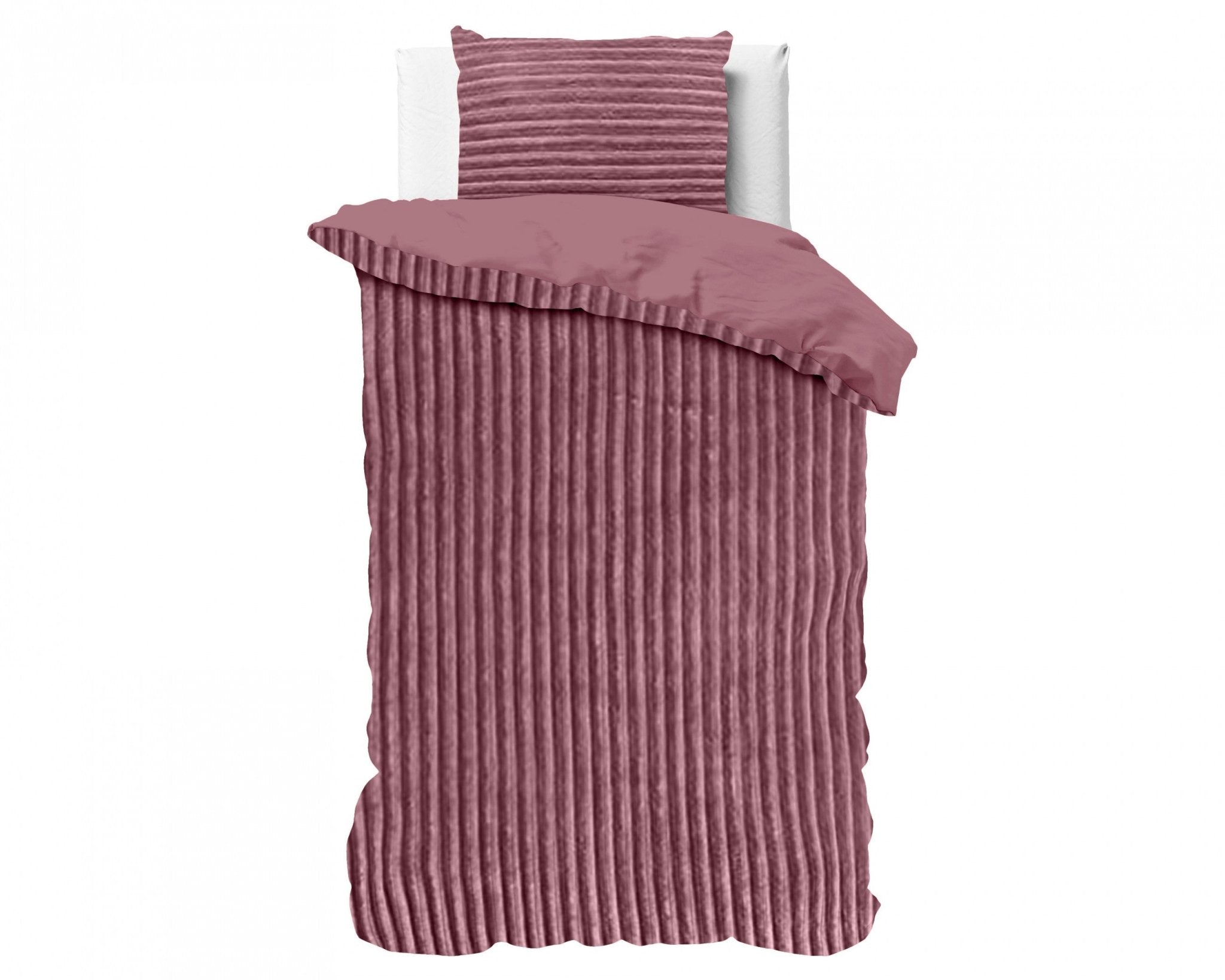 Sleeptime Rib Teddy Oud Roze Dekbedovertrek - Dromen & Wonen