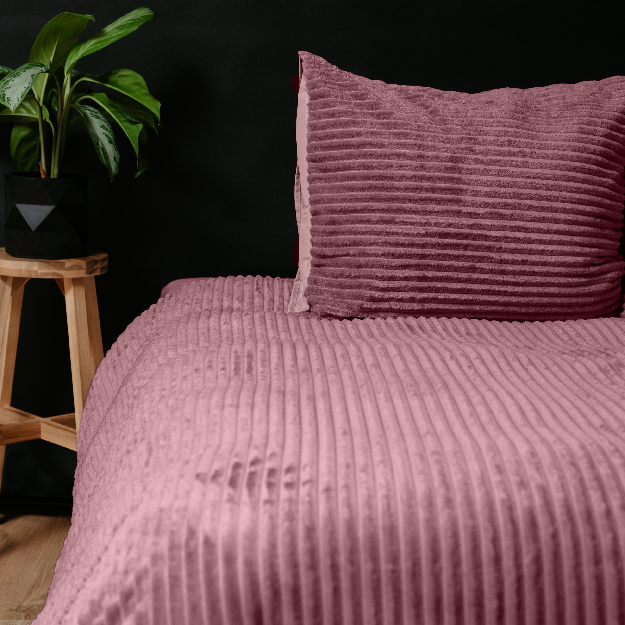 Sleeptime Rib Teddy Oud Roze Dekbedovertrek - Dromen & Wonen