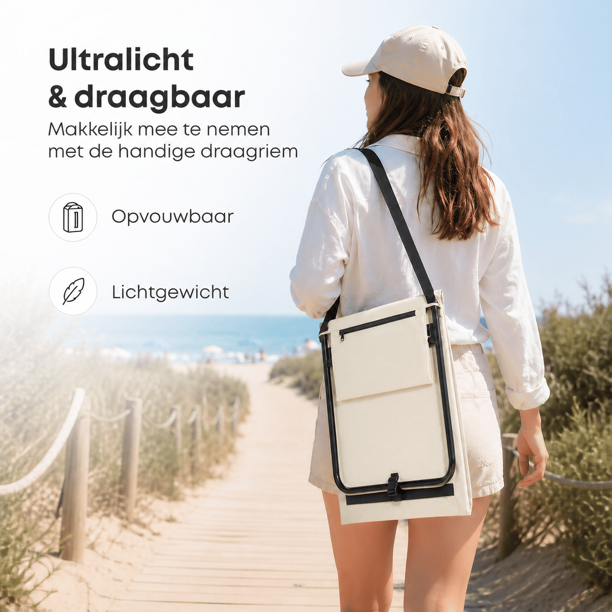 Strandmat 2 - Pack – Verstelbare Ligmat met Rugleuning – Beige - Intimo Living - Dromen & Wonen