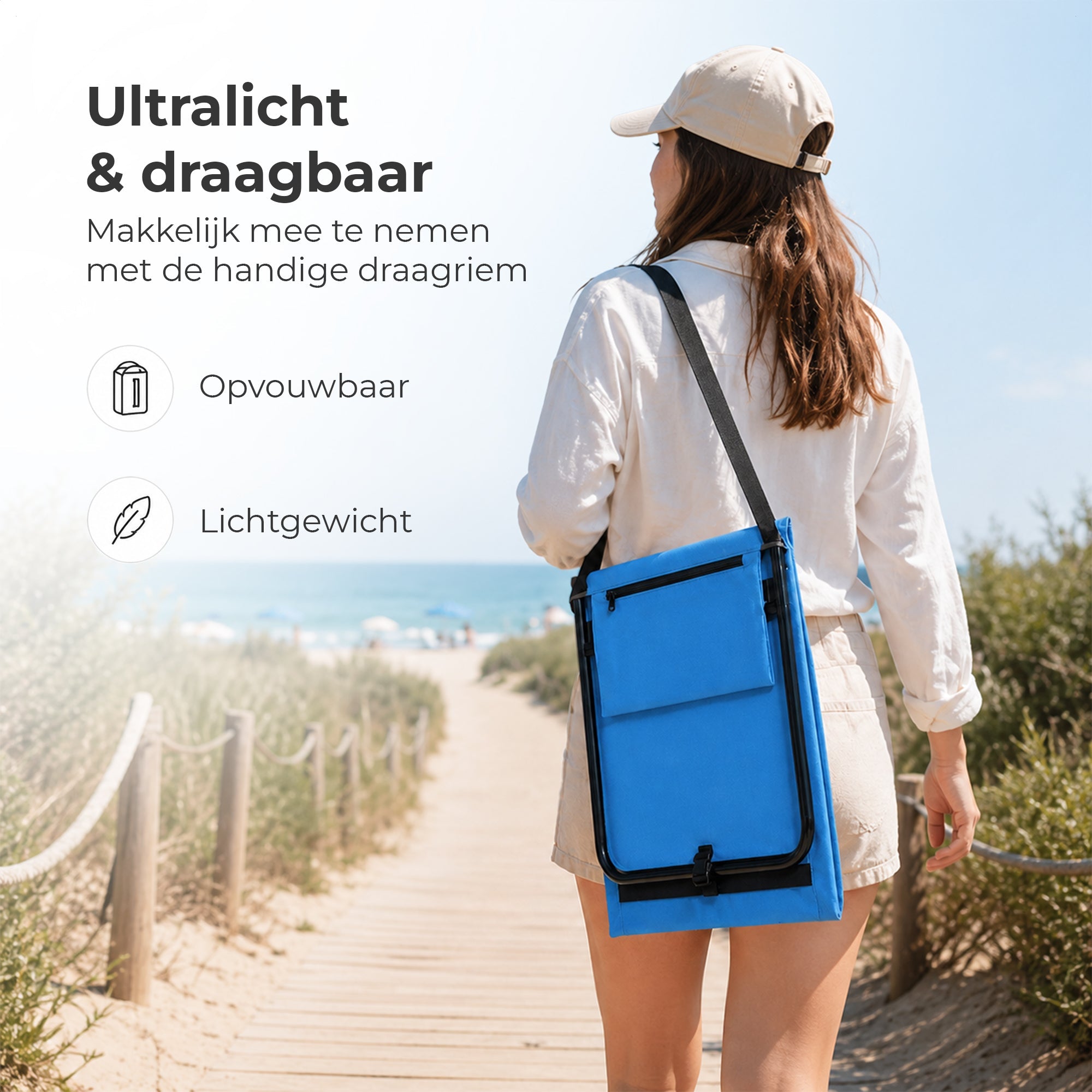 Strandmat 2-Pack – Verstelbare Ligmat met Rugleuning – Blauw - Intimo Living - Dromen & Wonen