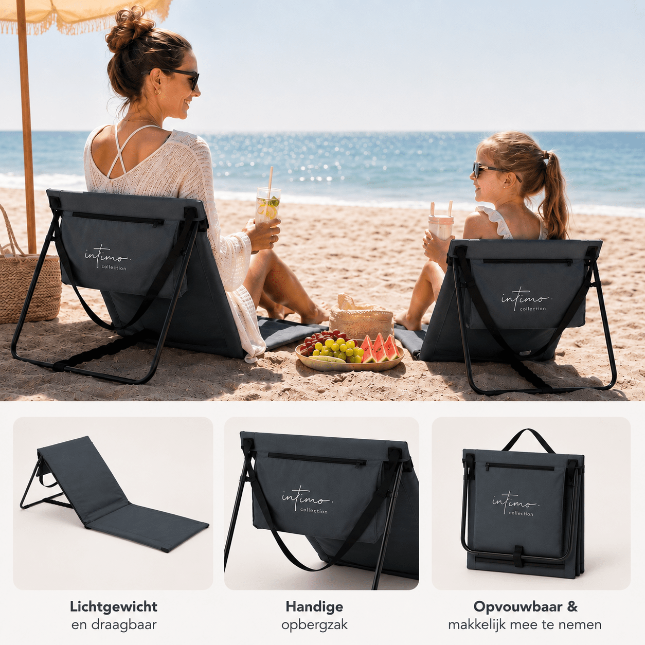 Strandstoel Opvouwbaar 2-Pack – Lichtgewicht Strandmat met Rugleuning - Dromen & Wonen