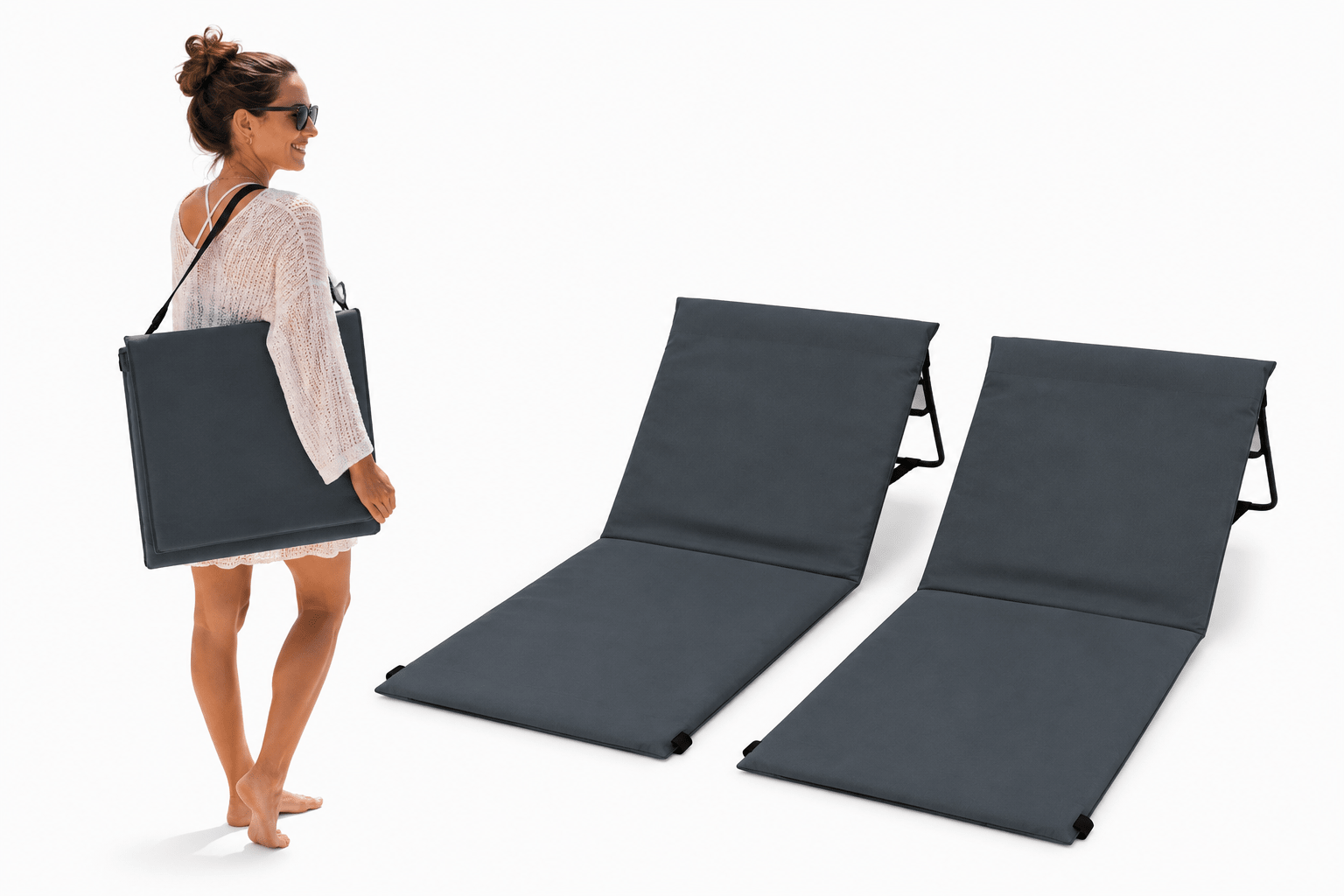 Strandstoel Opvouwbaar 2-Pack – Lichtgewicht Strandmat met Rugleuning - Dromen & Wonen