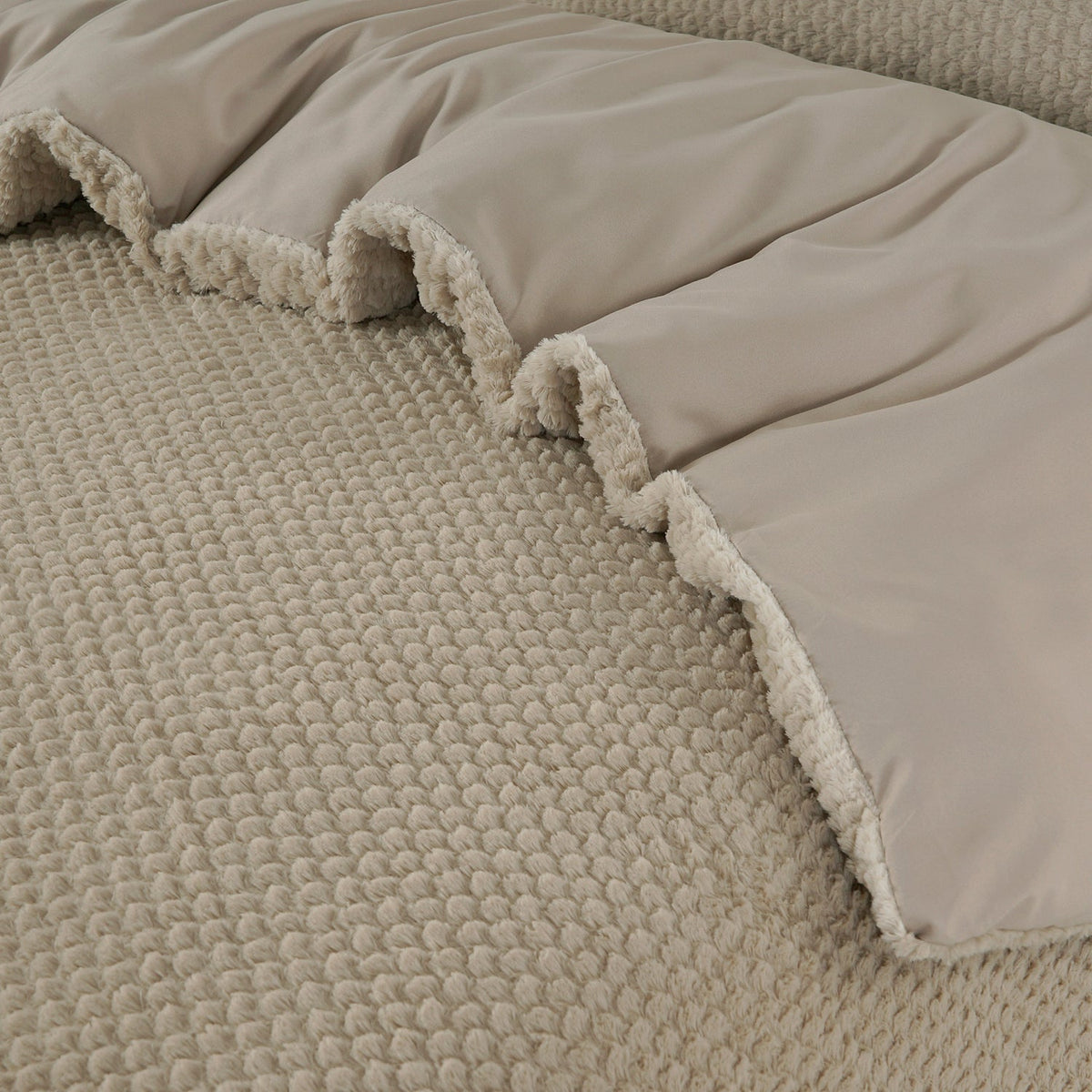 Teddy Dekbedovertrek Taupe – Fur Teddy – Warm & Zacht met Kussenslopen – Sleeptime - Dromen & Wonen