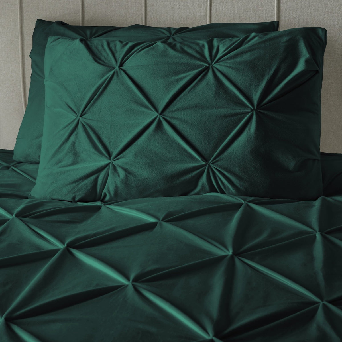 Velvet Dekbedovertrek Groen – Pintuck – Fluweelzacht met Kussenslopen – Sleeptime - Dromen & Wonen
